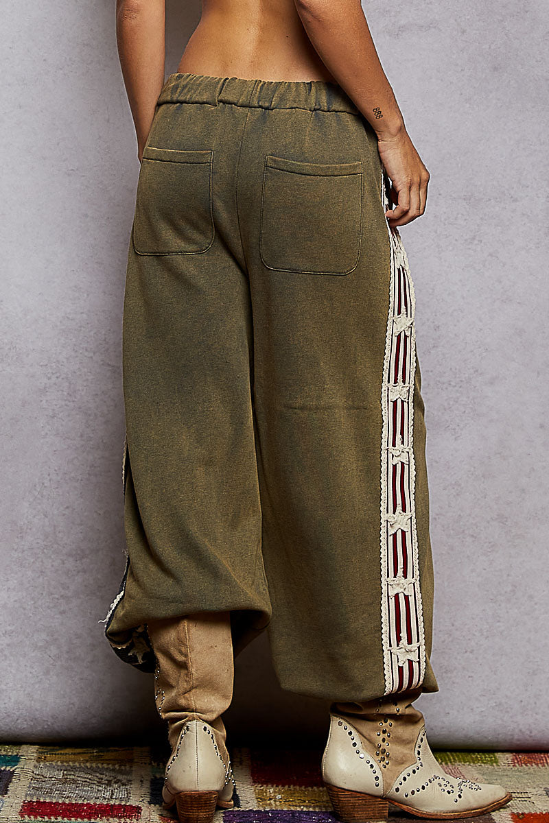 Stars and Stripes Jogger Pants Vintage Moss