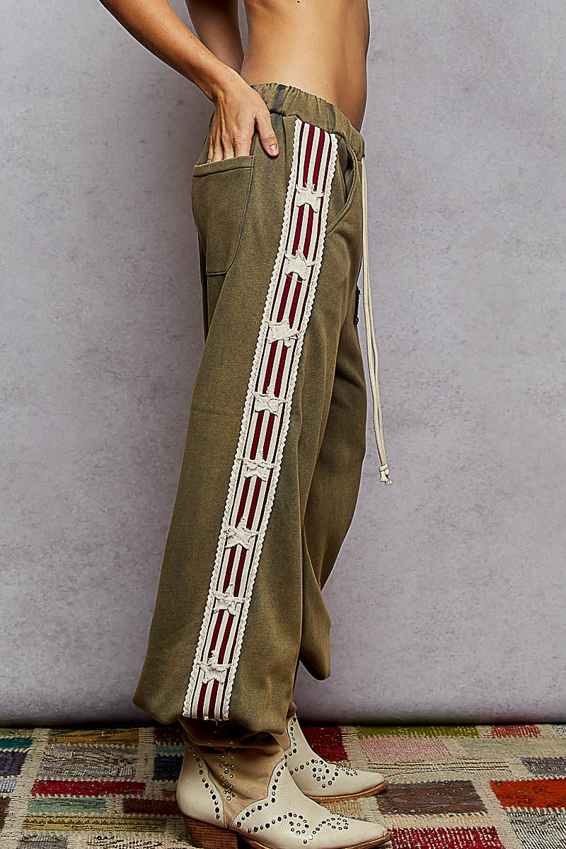 Stars and Stripes Jogger Pants Vintage Moss