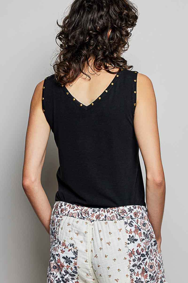 POL Black Stud Tank Top