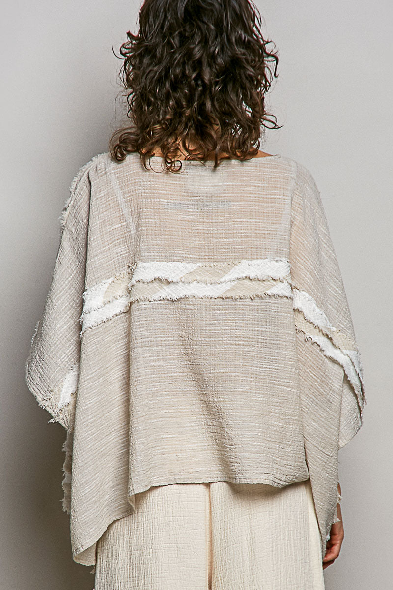 POL Natural Frayed Top