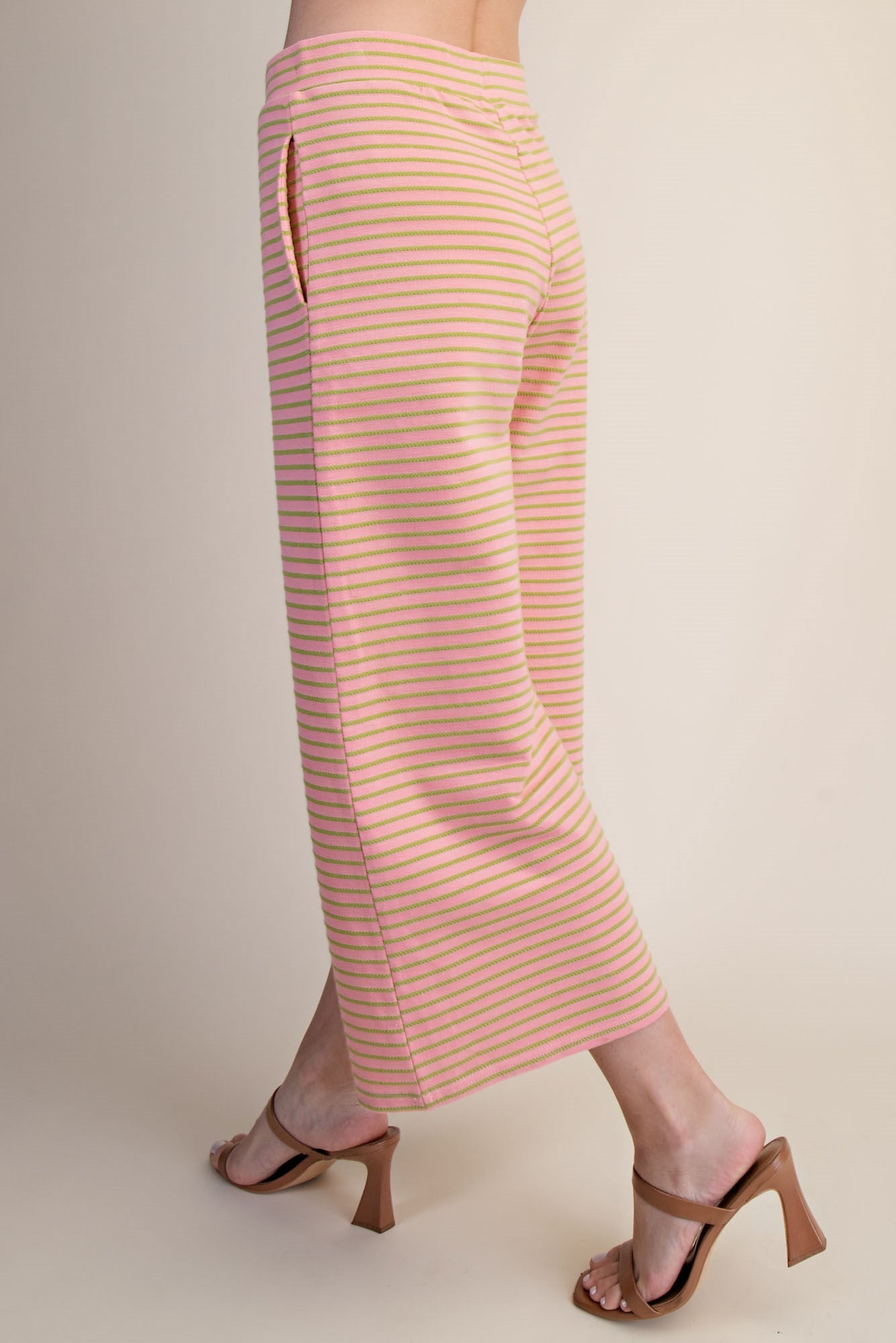 Pink and Green Stripe Crop Pants