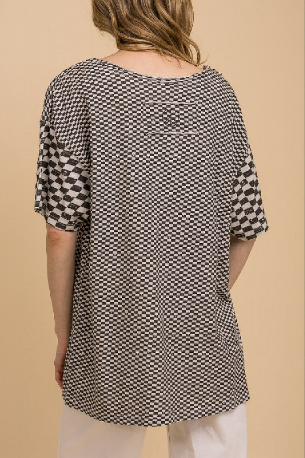 Blue Velvet Black Checkered Short Sleeve Shirt