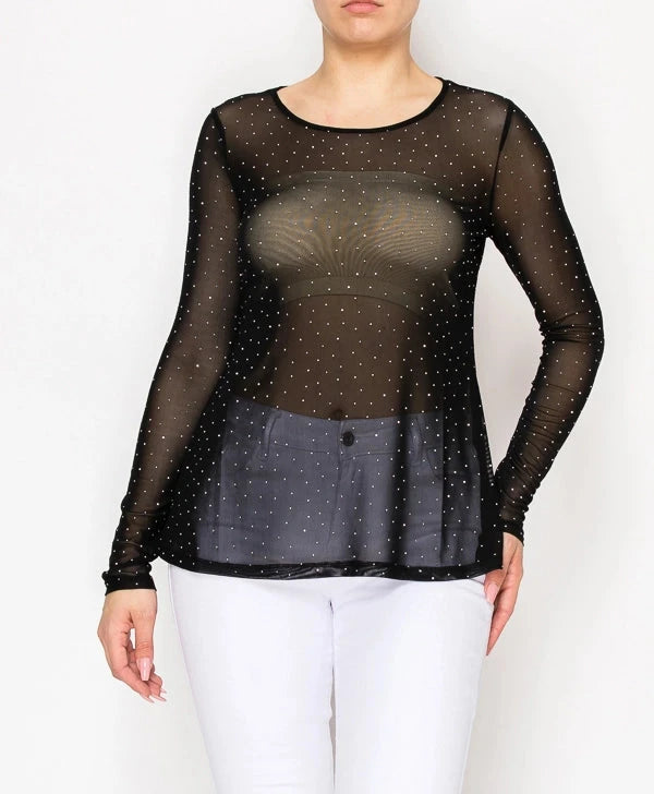 Black Sparkly Mesh Top