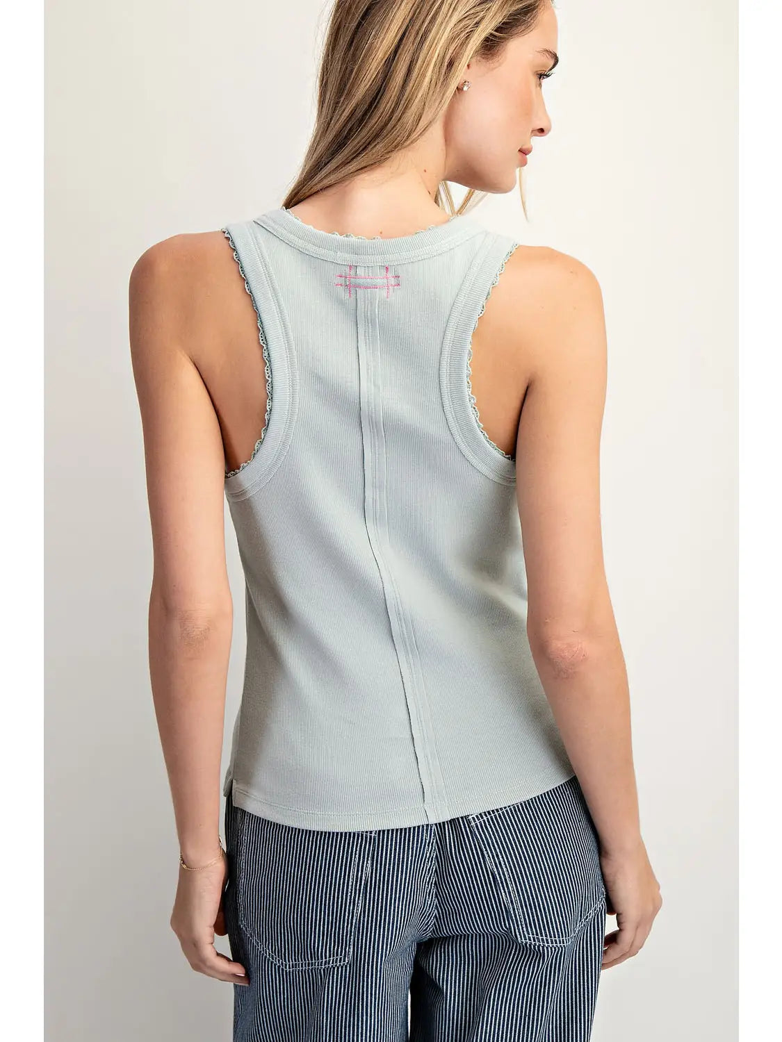 Silver Sage Ribbed Knit Tank
