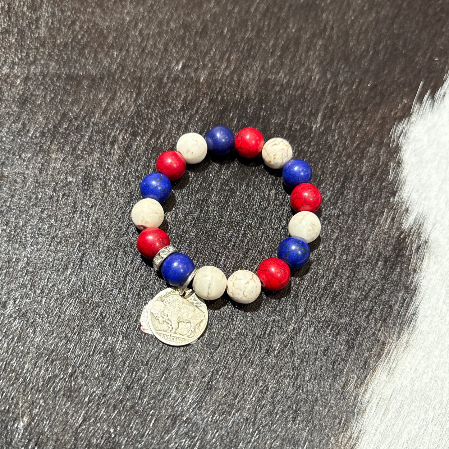 Red, White, and Blue Buffalo Nickel Bracelet