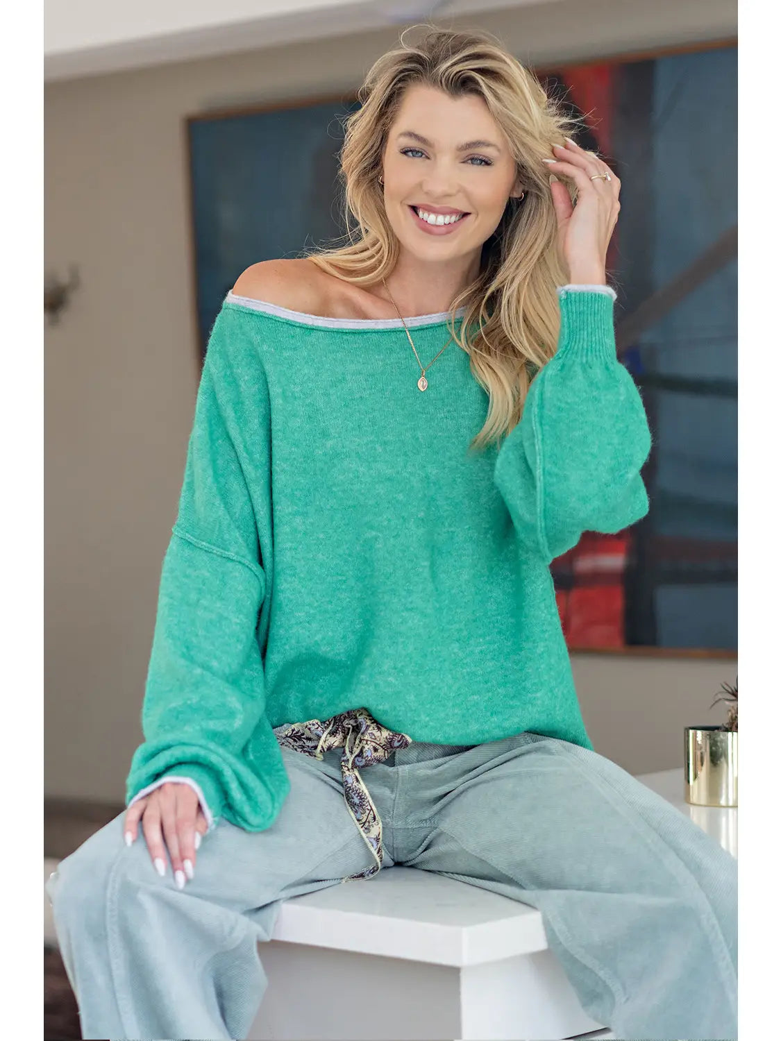 Green Cozy Pullover Sweater