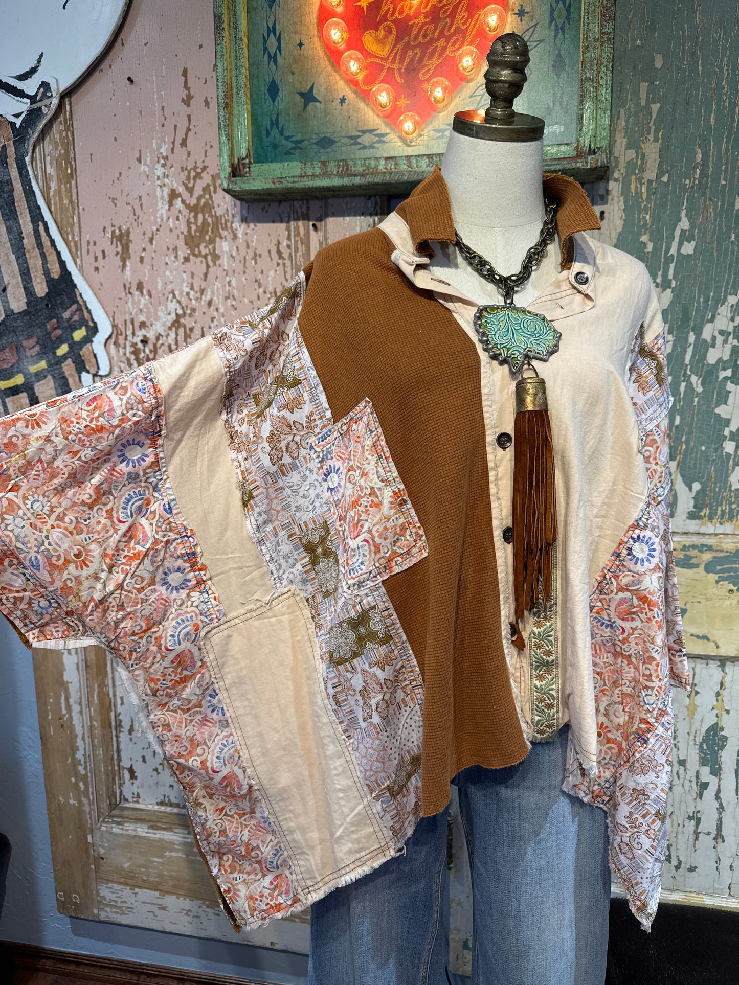 Blue Velvet Patchwork Top