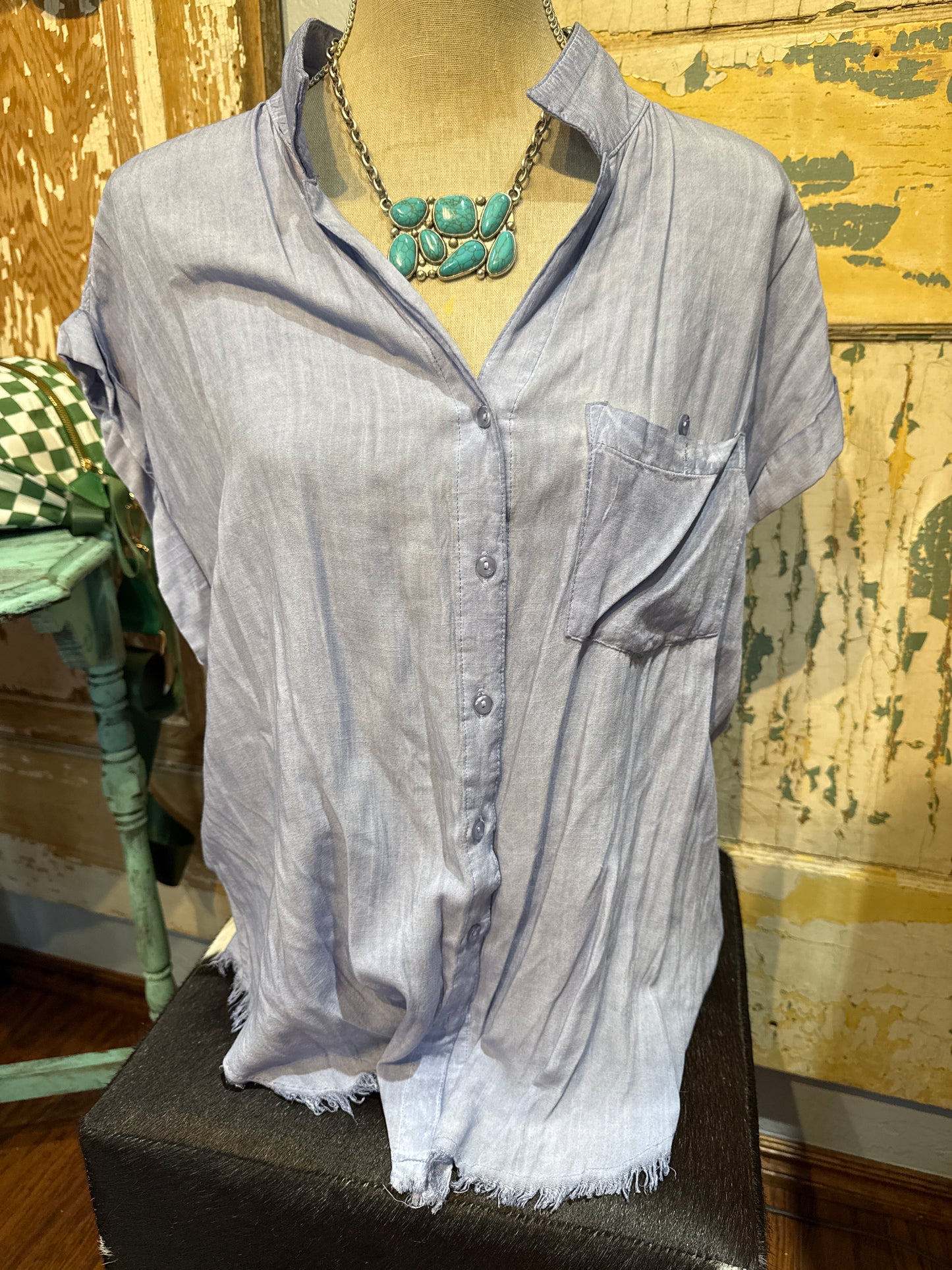 Light Blue Button Down Top