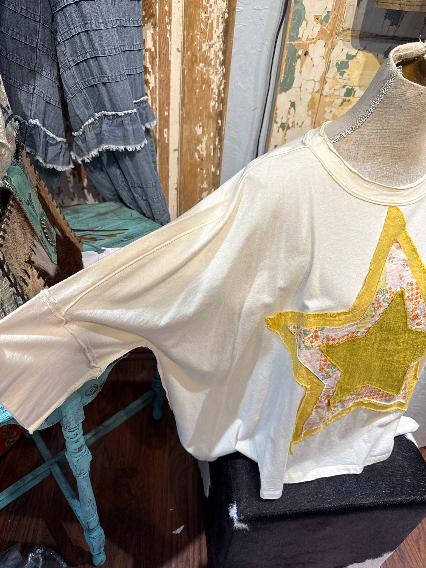Star Patchwork 3/4 Sleeve Top