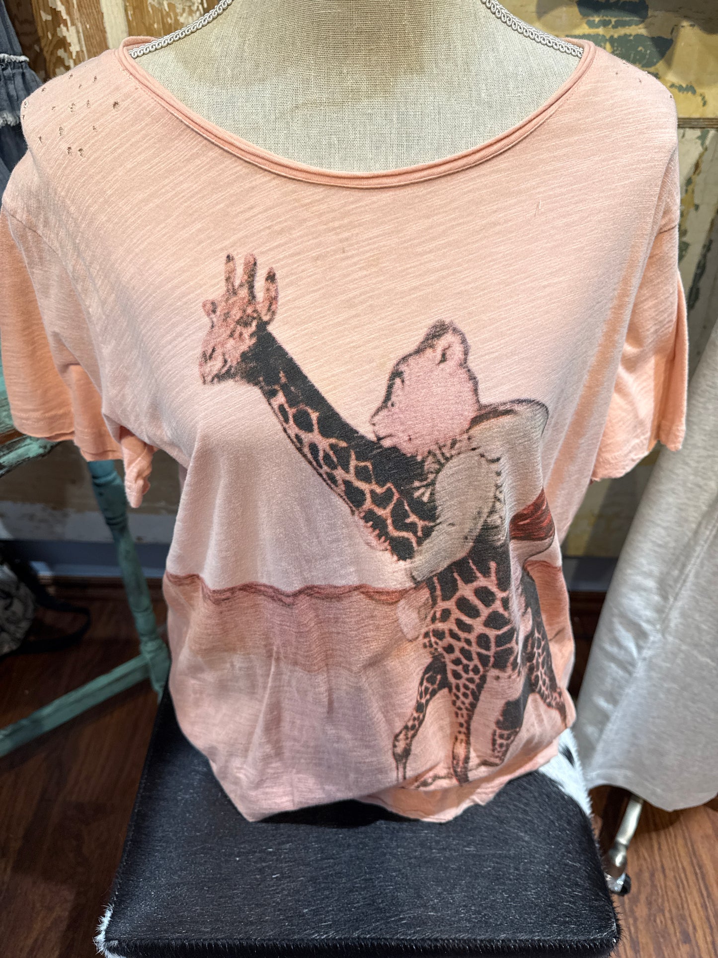 Jaded Gypsy Giraffe and Bear Distressed Tee