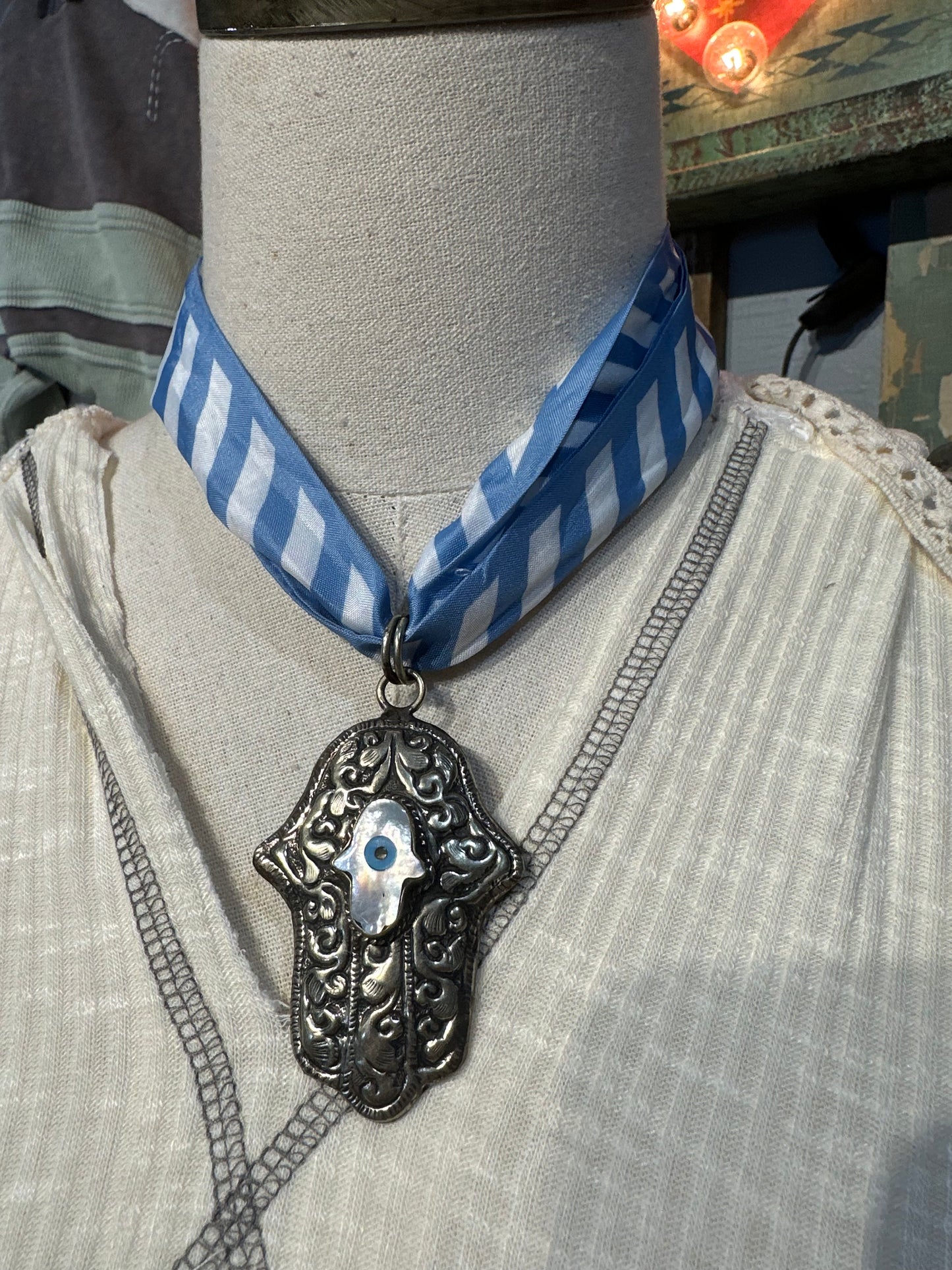 Tibetan Silver Hamsa Pendant