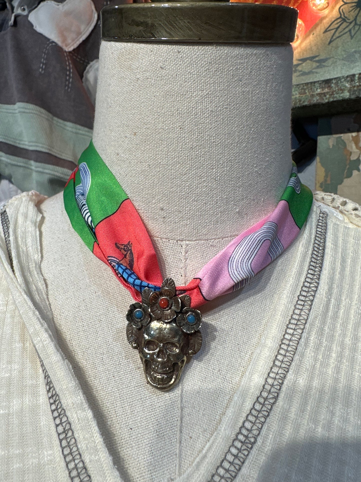 Tibetan Silver Sugar Skull Pendant