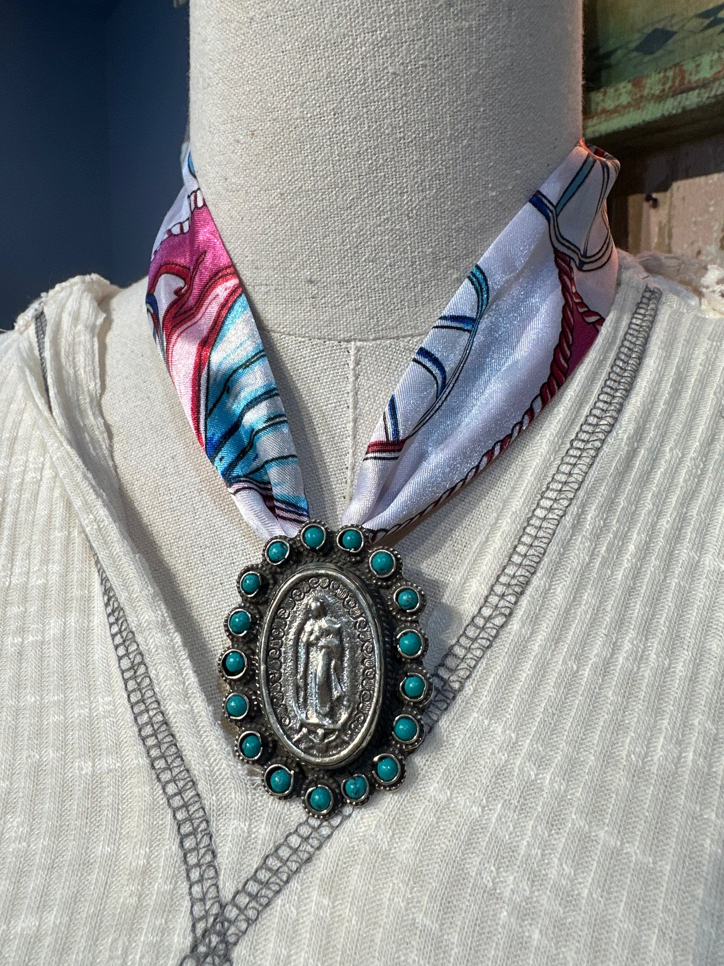 Tibetan Turquoise Mary Pendant