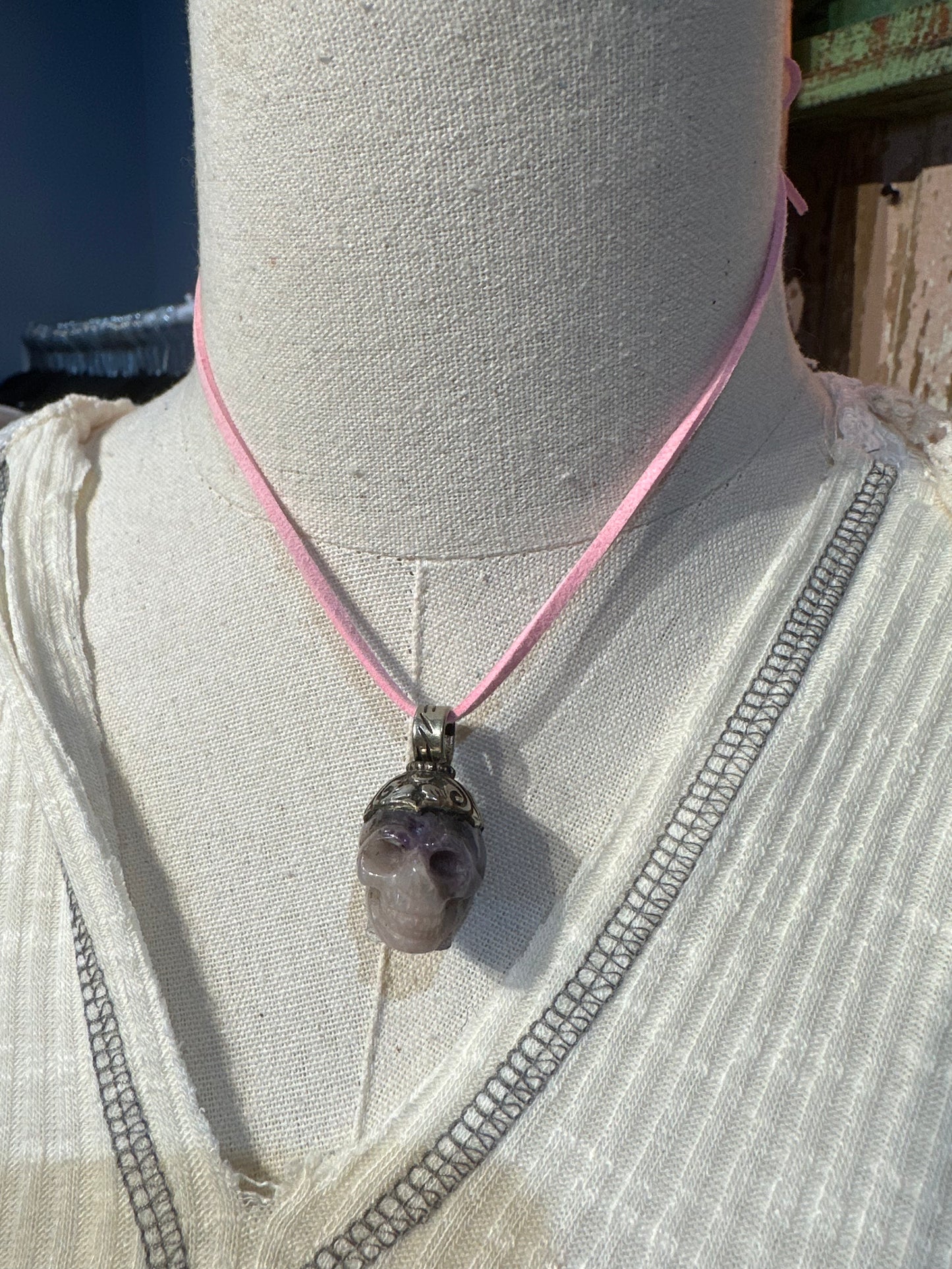 Tibetan Purple Amethyst Skull Pendant