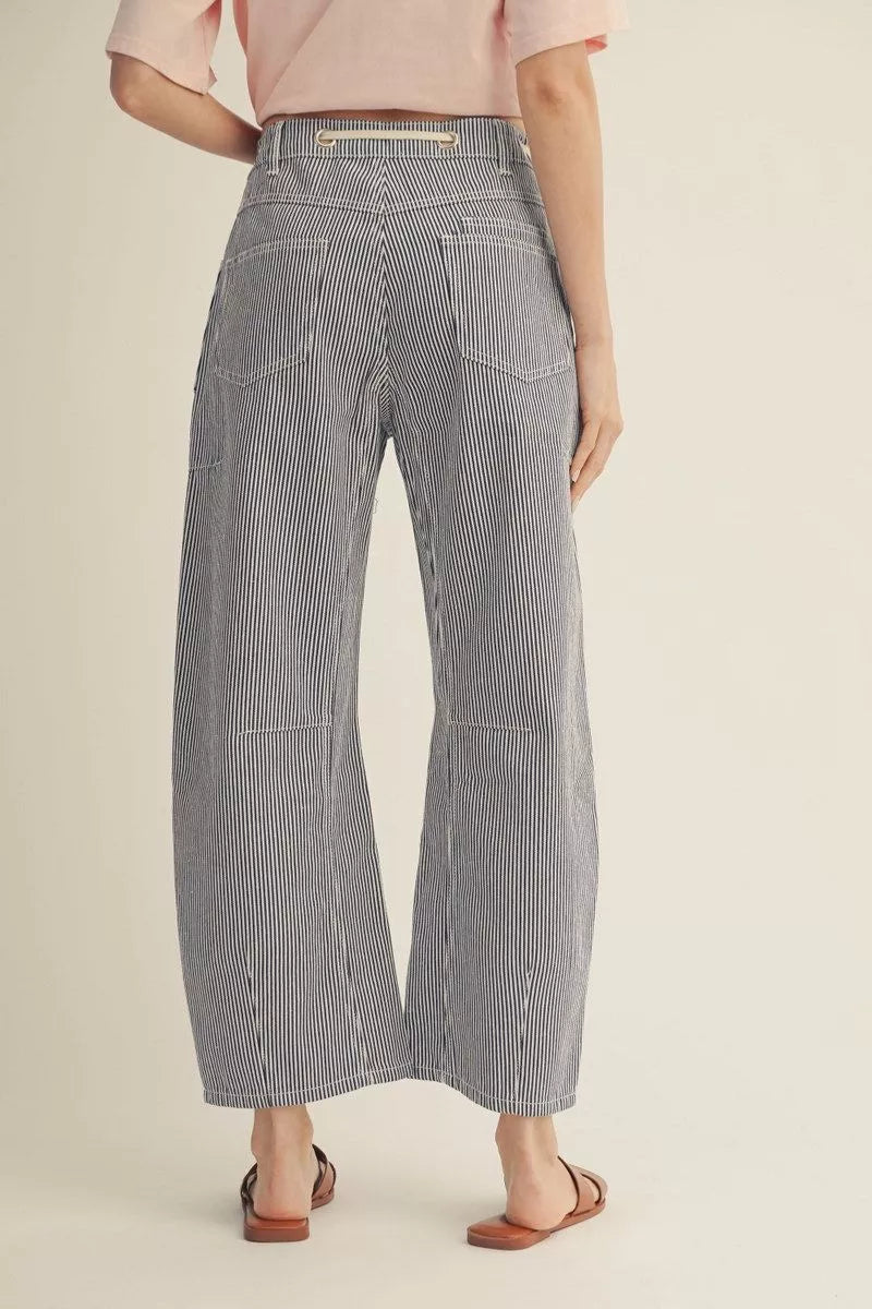 Denim Stripe Barrel Pants