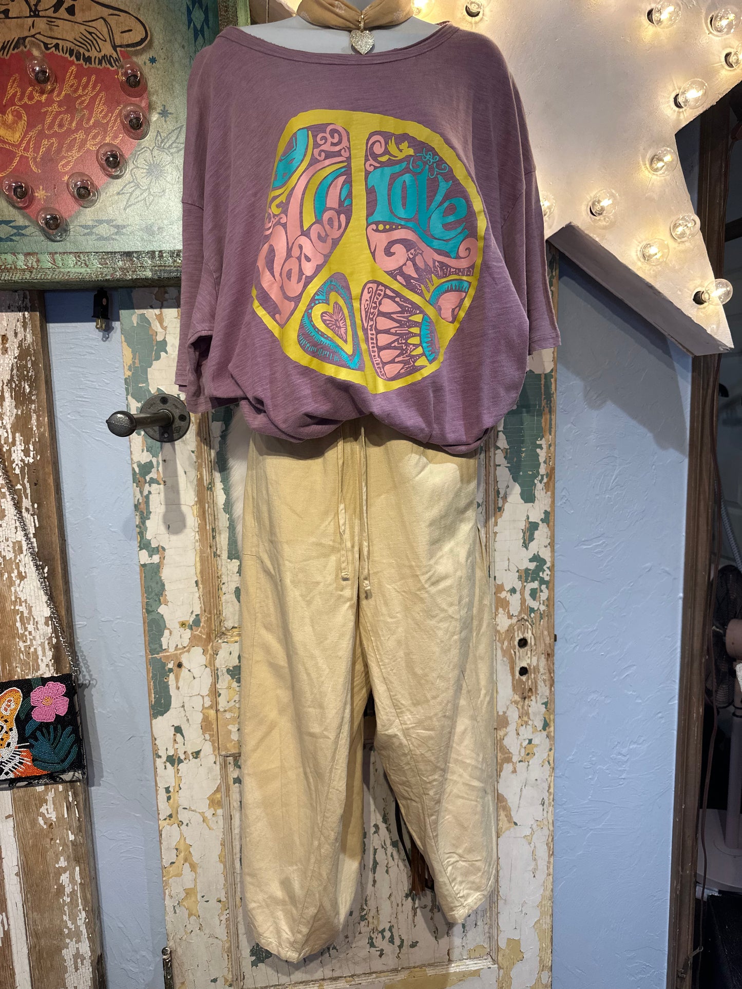 Wide Leg Cotton Pants Yellow