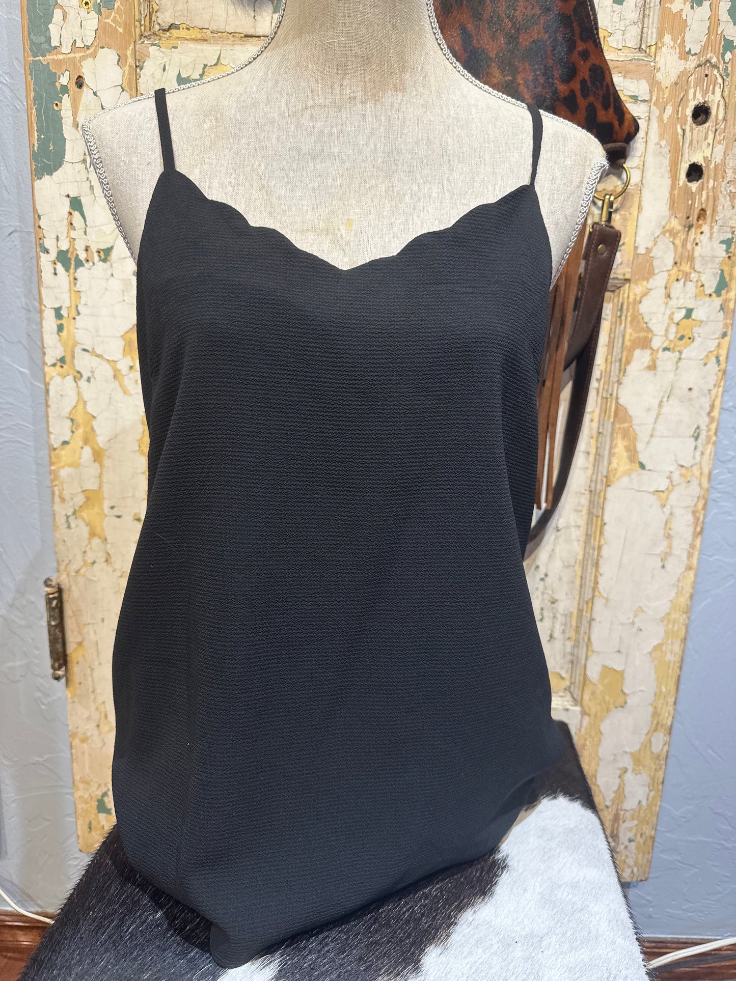 Black Scalloped Tank