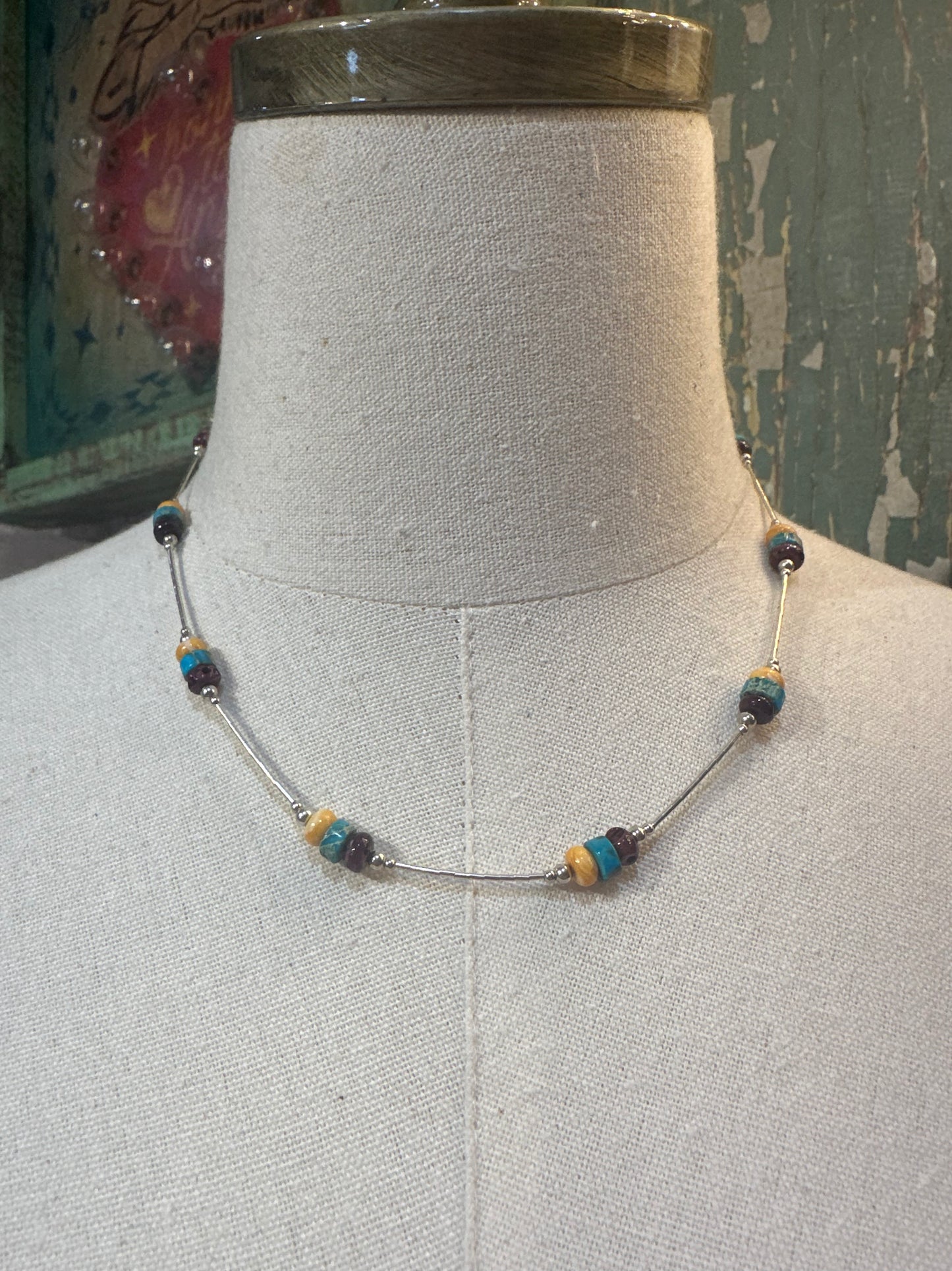 Liquid Sterling Silver & Mixed Stone Necklace