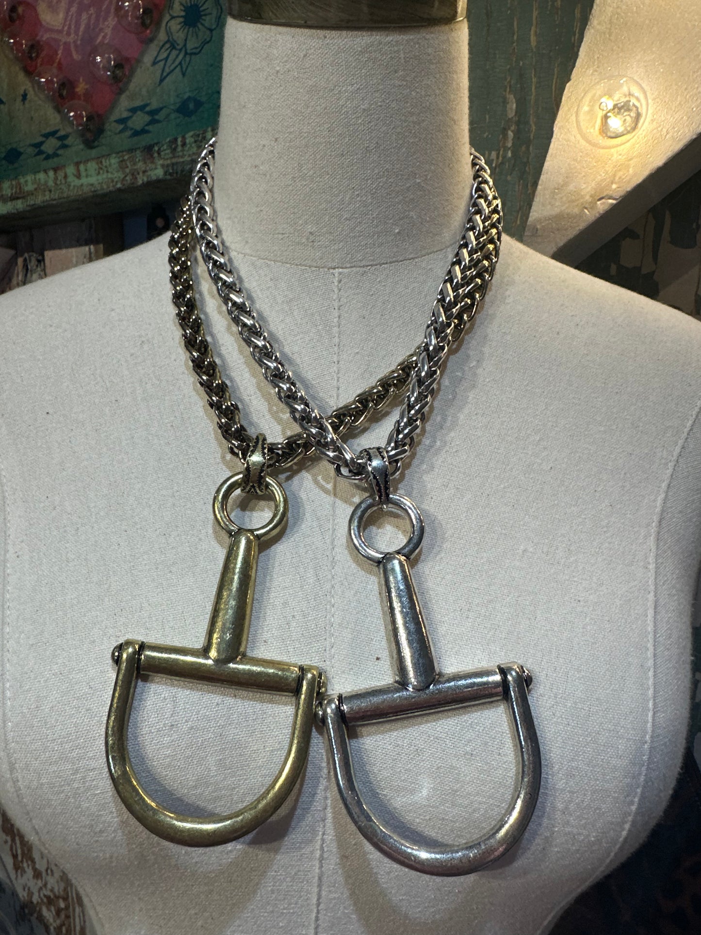Large Solid Metal Horse Bit Necklace