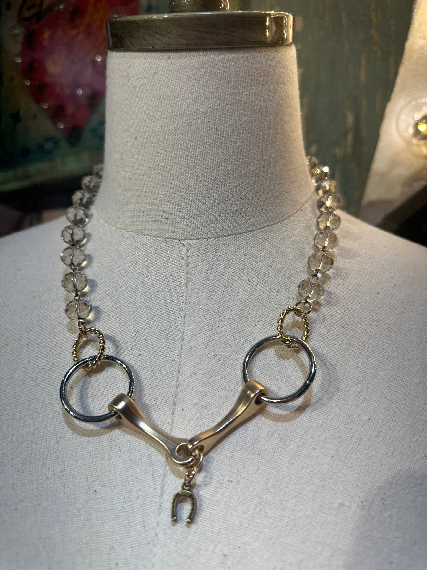 Mixed Metal Horse Bit Charm Necklace