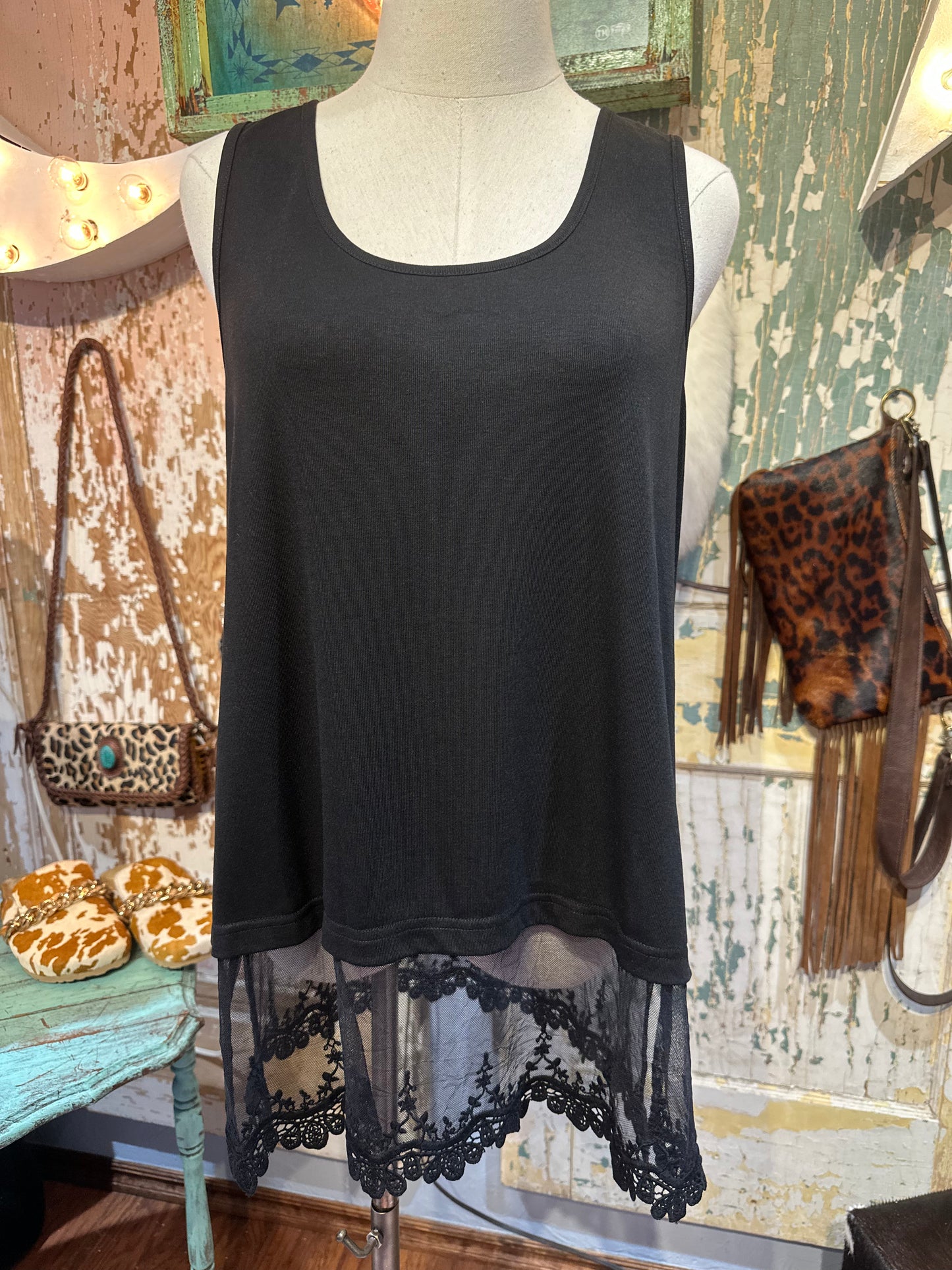 Black Lace Tank Top