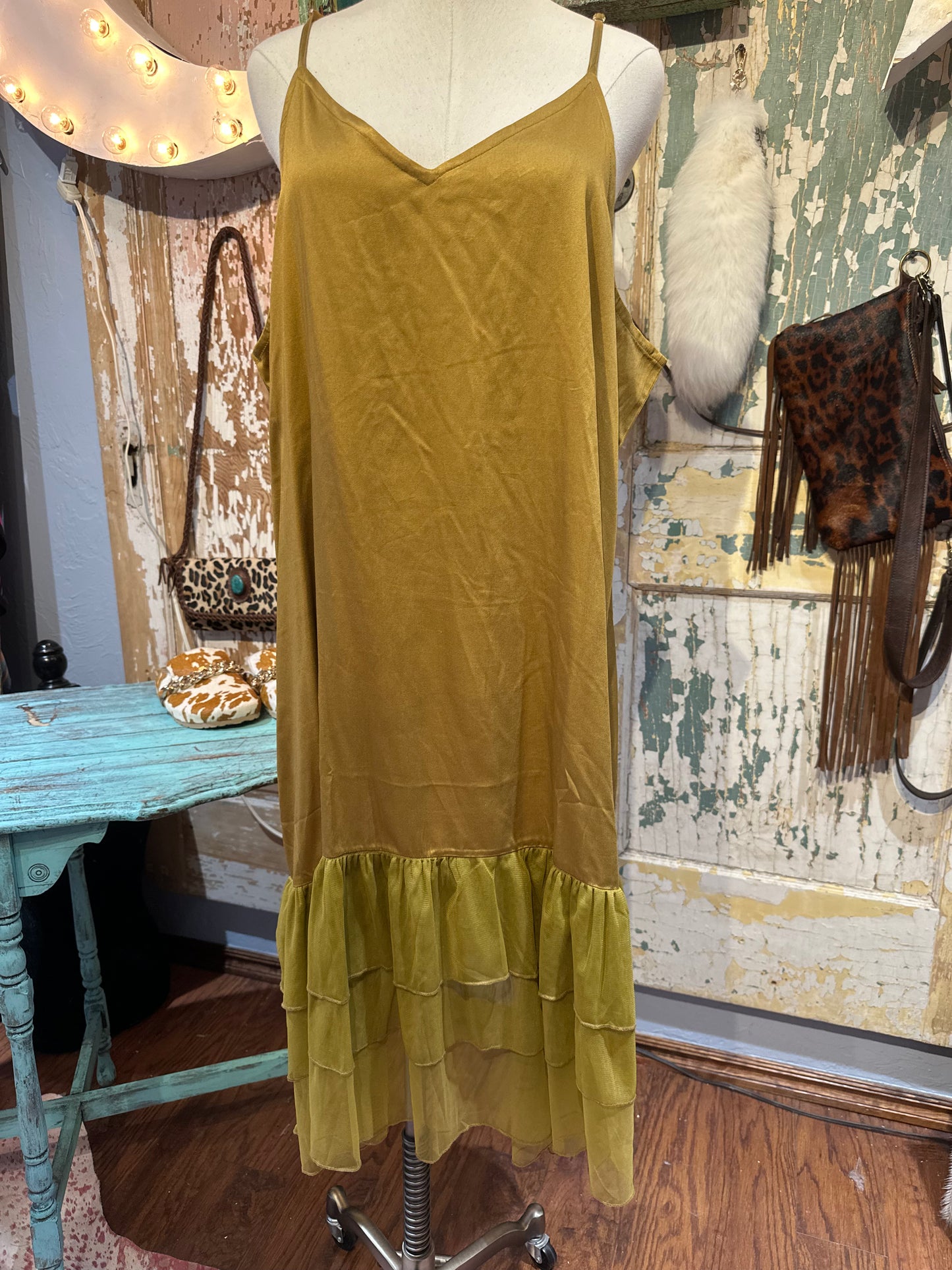 I Love Linen Mustard Slip Dress
