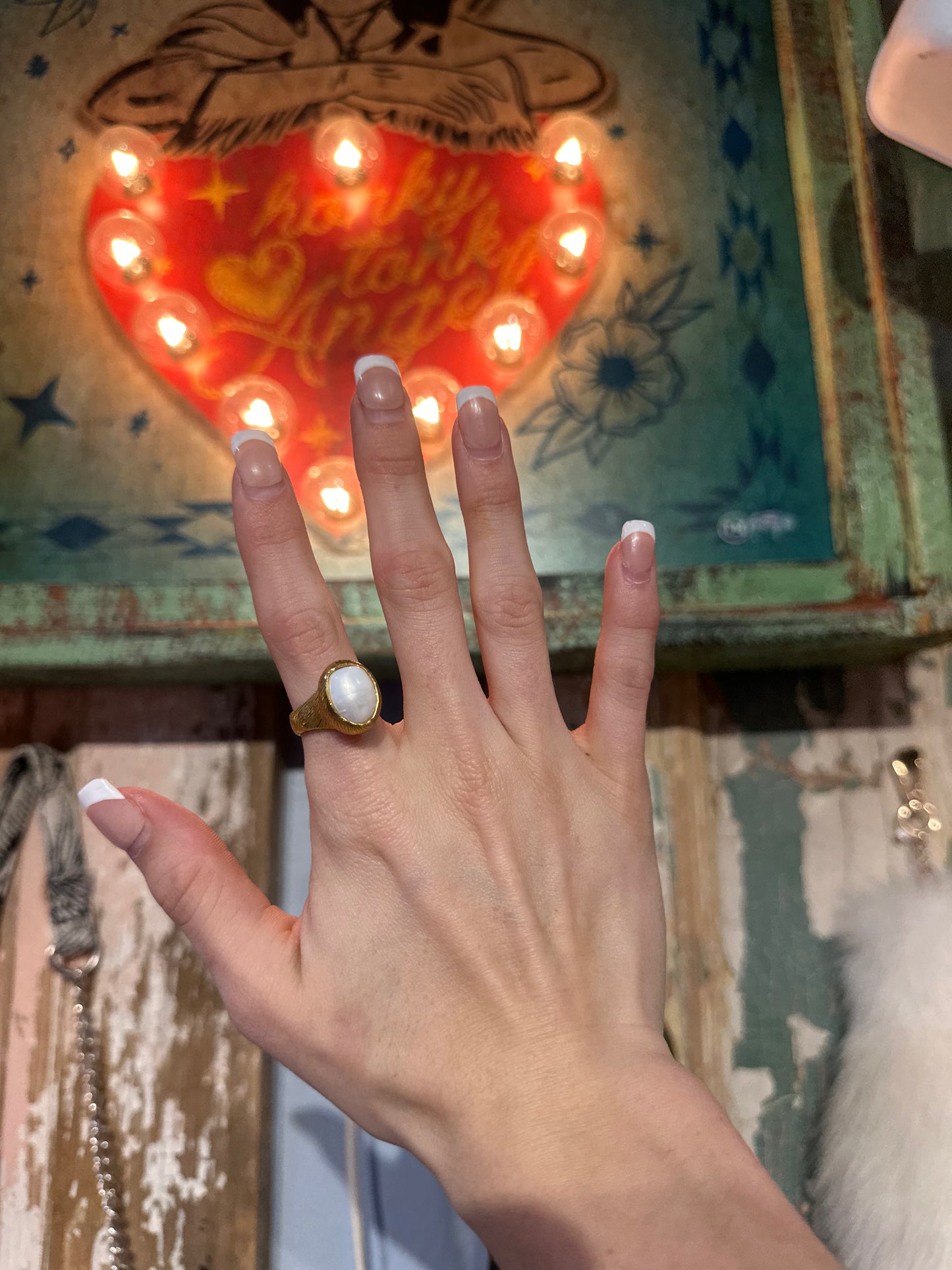 Inspired Gold & Pearl Adjustable Ring