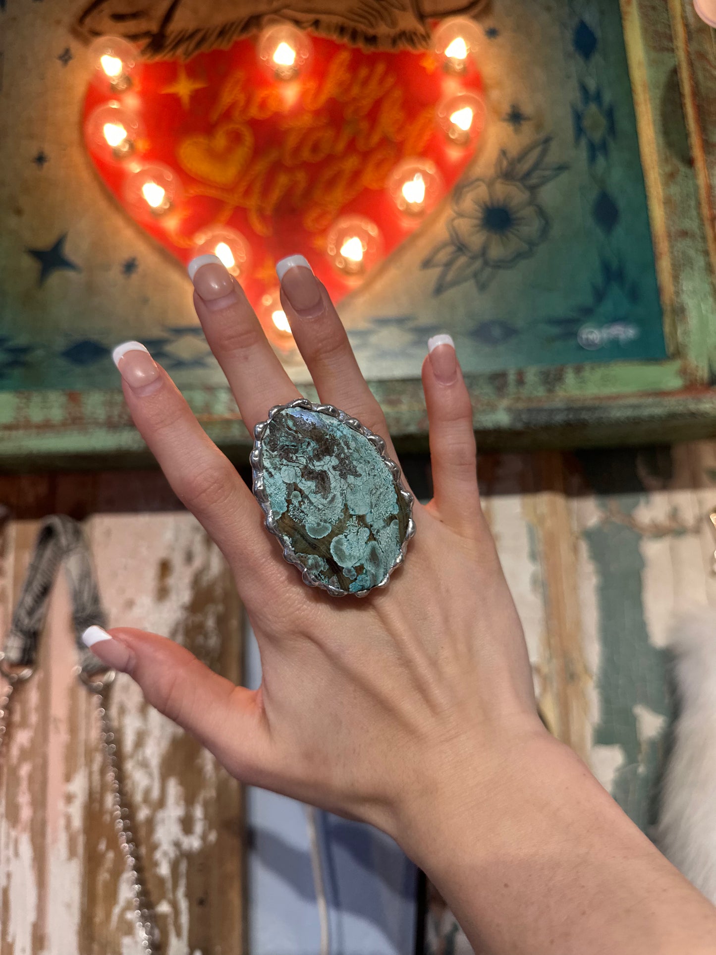 Turquoise Stone Stretchy Ring