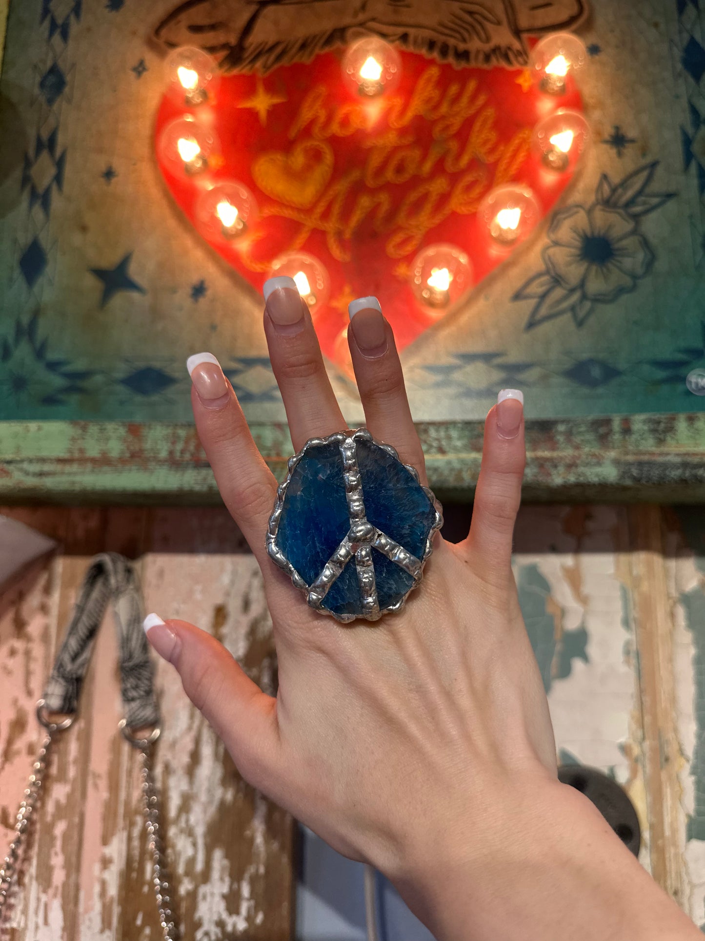 Blue Peace Stretchy Ring