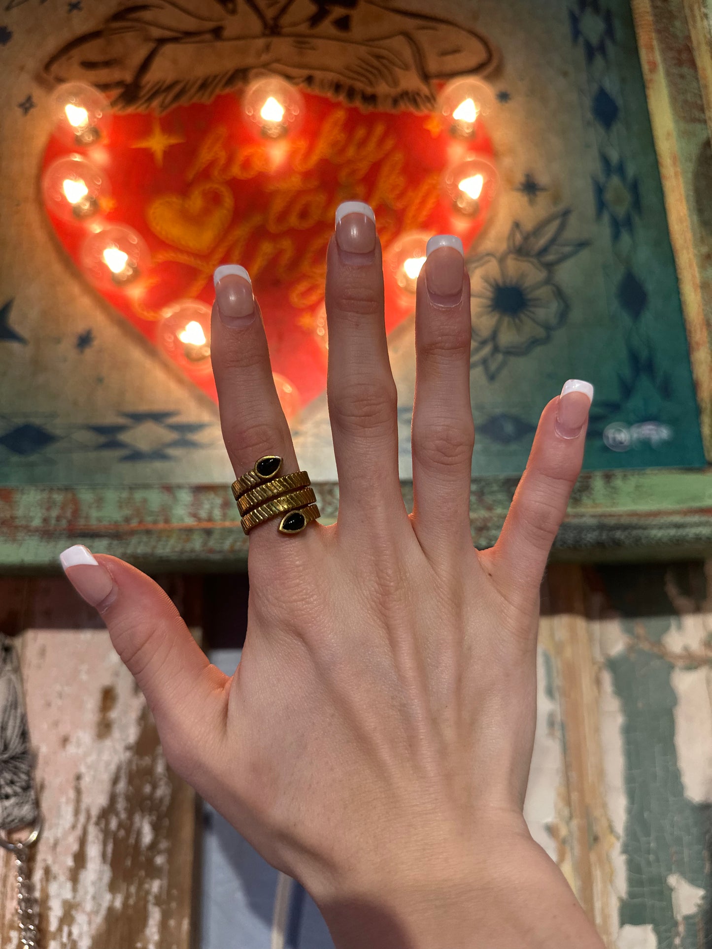 Inspired Gold & Black Wrap Ring Size 7