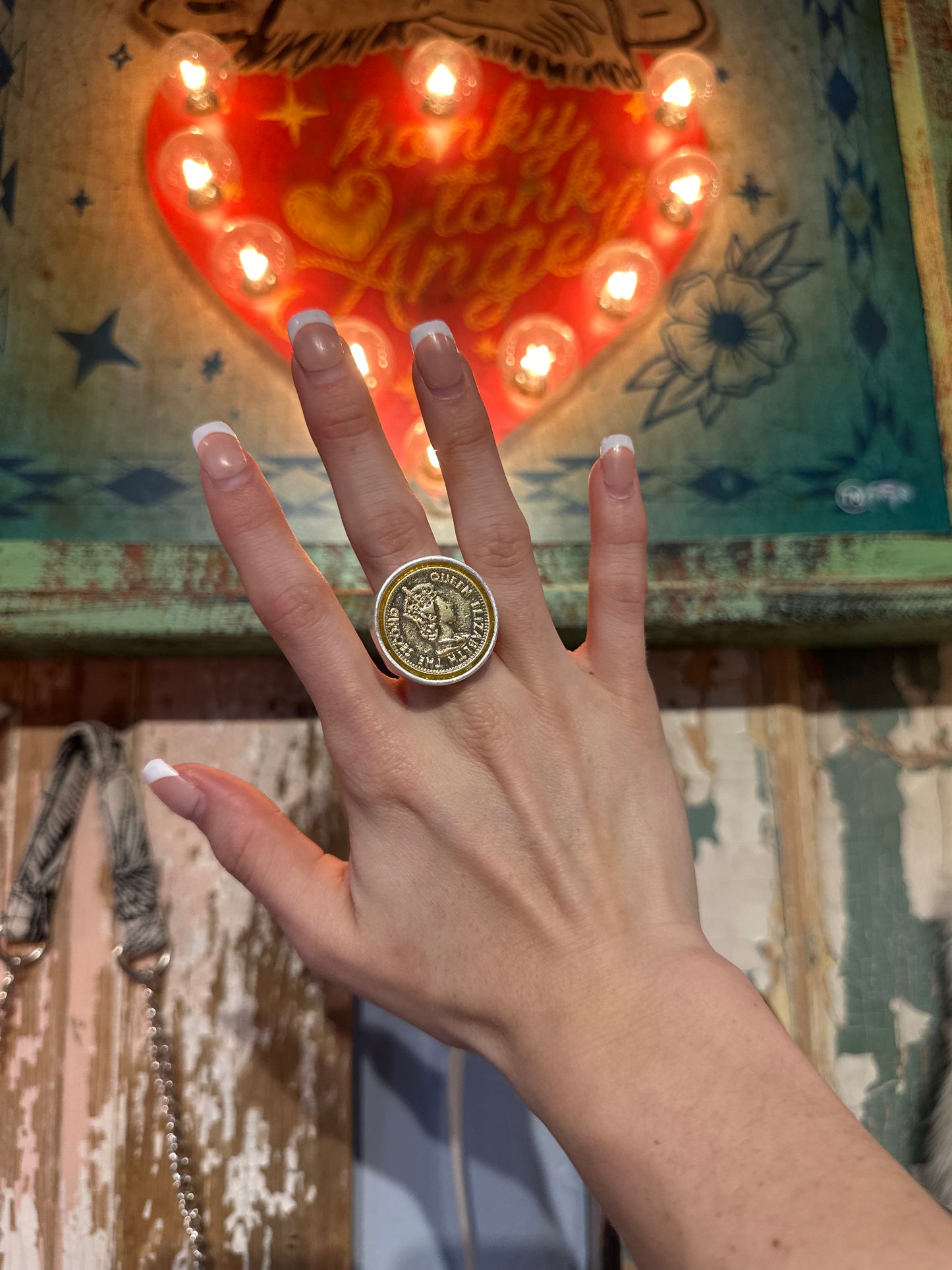 Inspired Mixed Metal Coin Stretchy Ring