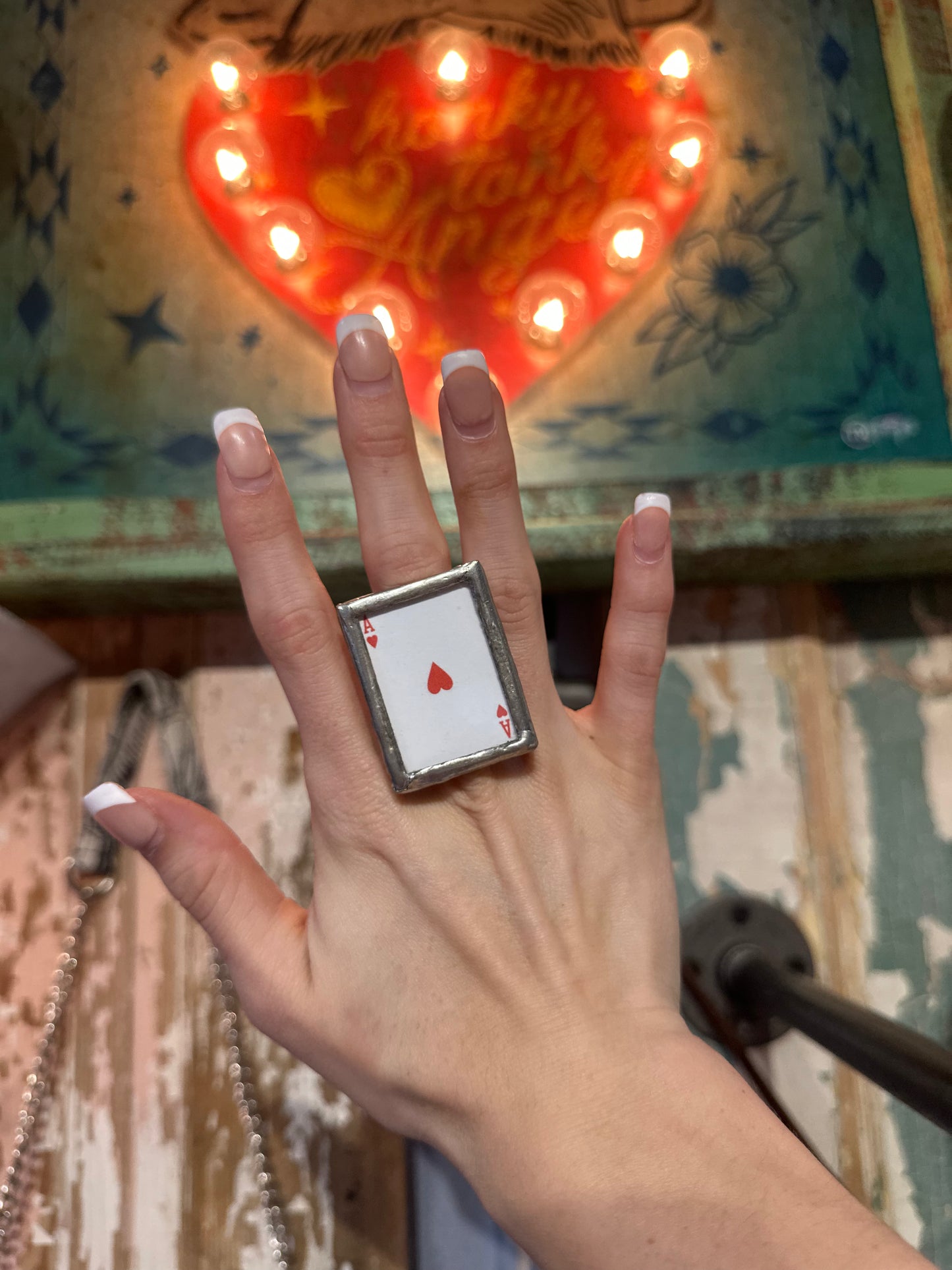 Ace of Hearts Adjustable Card Ring