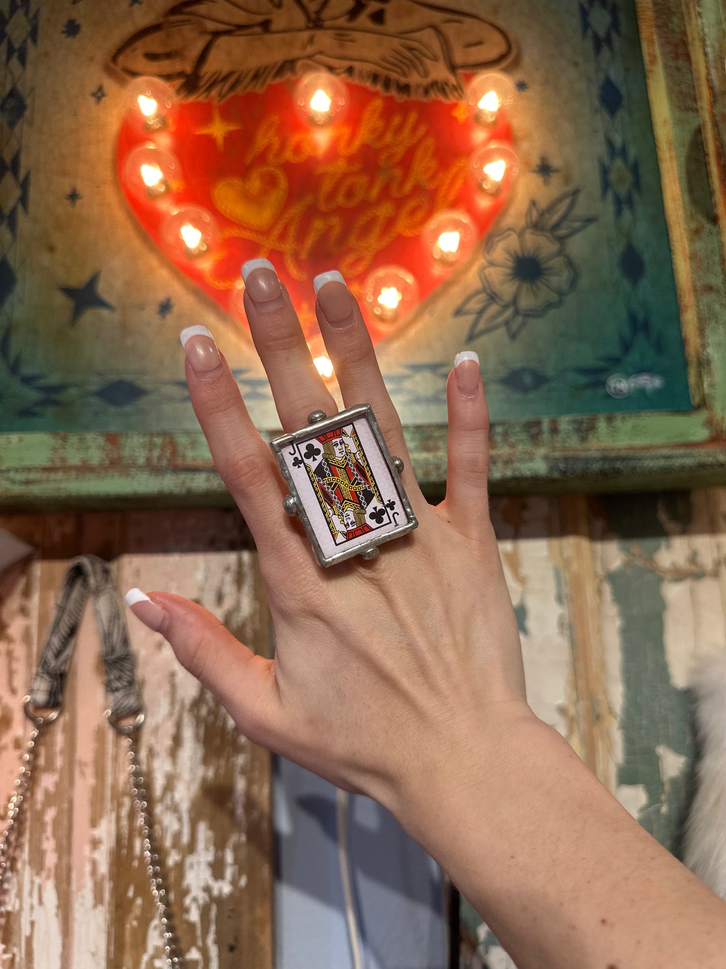 Jack of Clovers Adjustable Card Ring