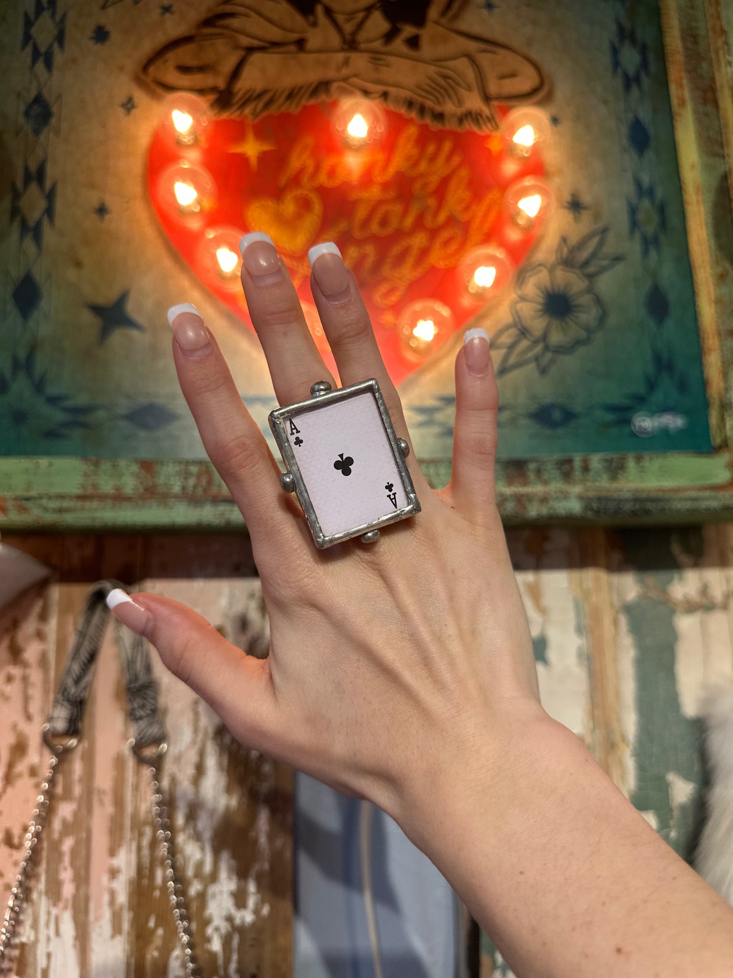 Ace of Clover Adjustable Card Ring