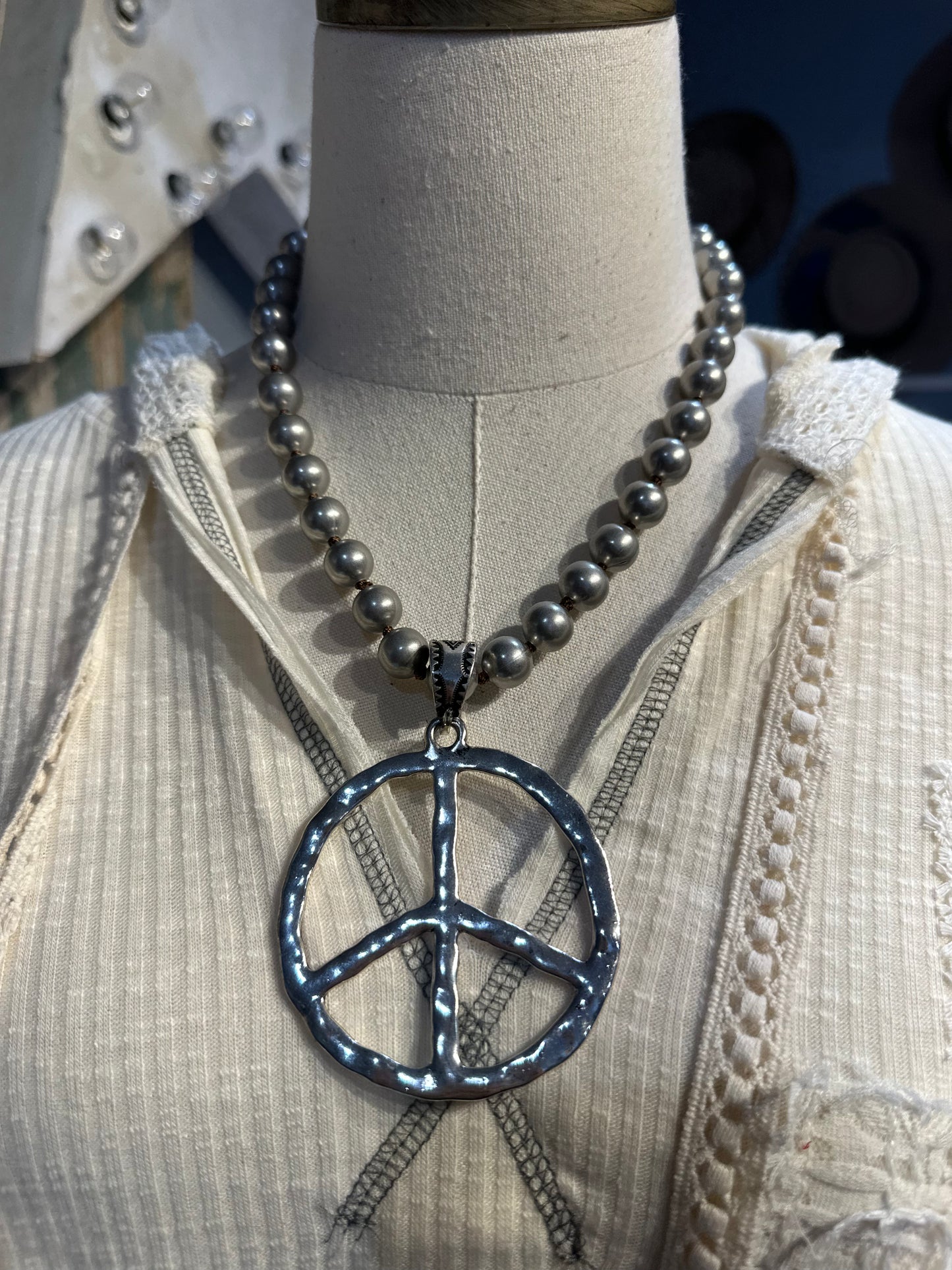 Inspired Silver Peace Sign Necklace