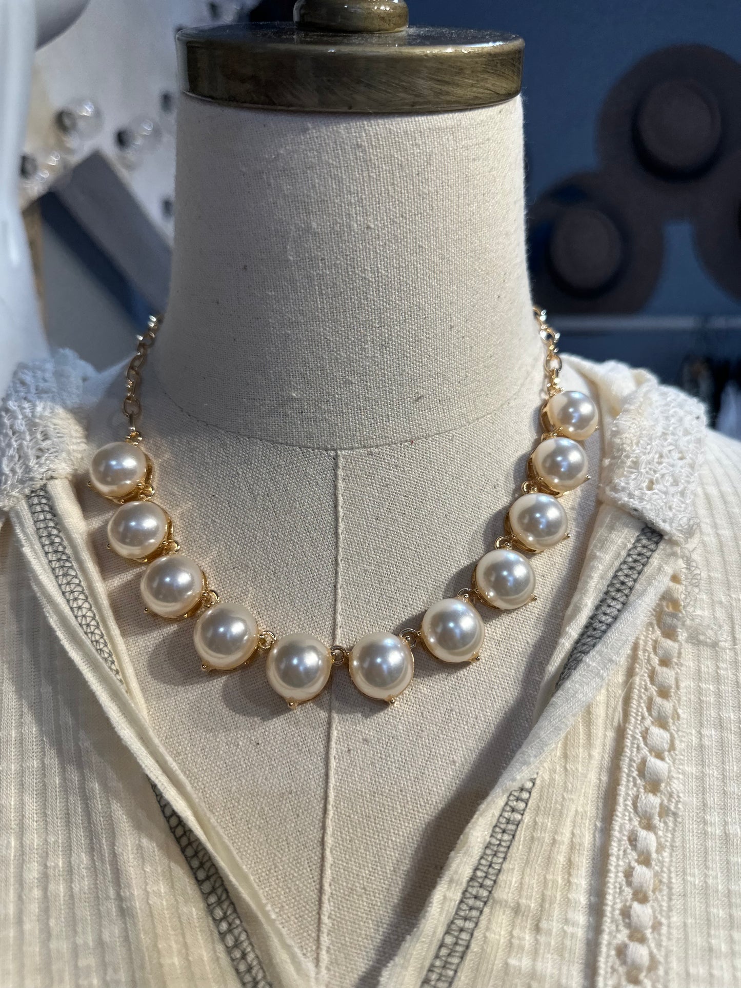 Larger Inspired Gold & Pearl Layering Necklace