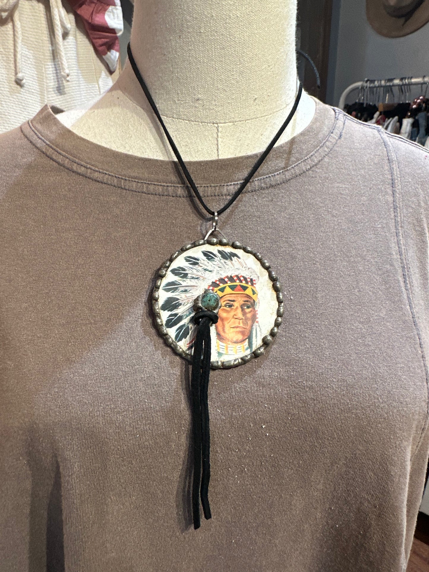 Vintage Tin Chief Pendant