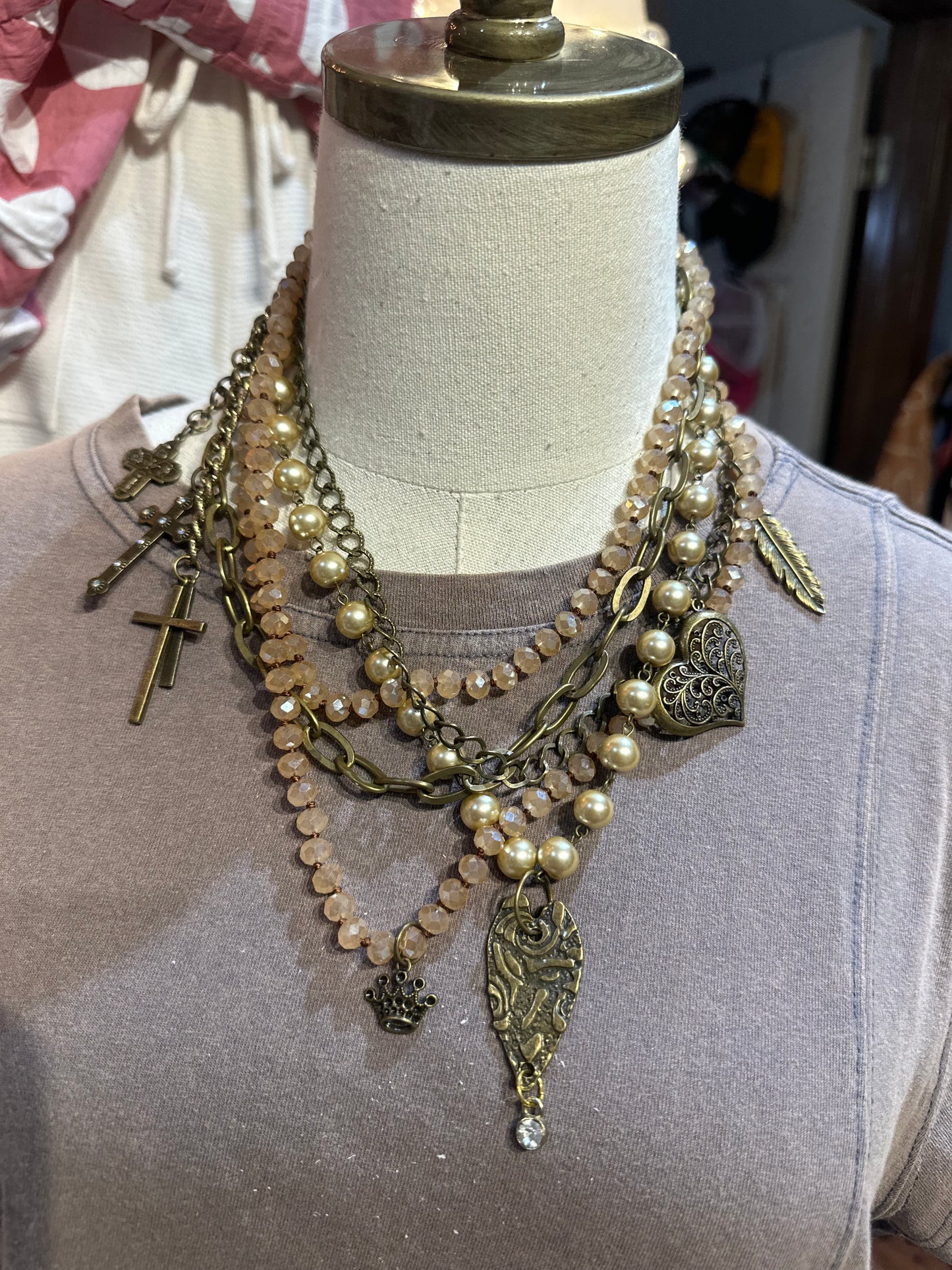Sandra Ling Bronze Charm Necklace