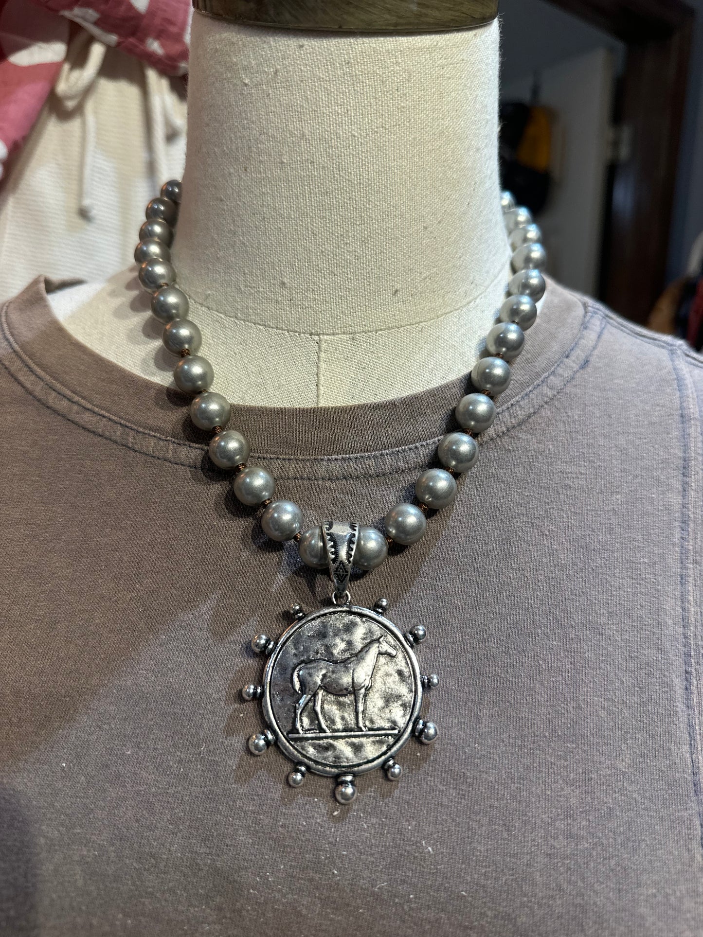 Inspired Silver Horse Coin Necklace