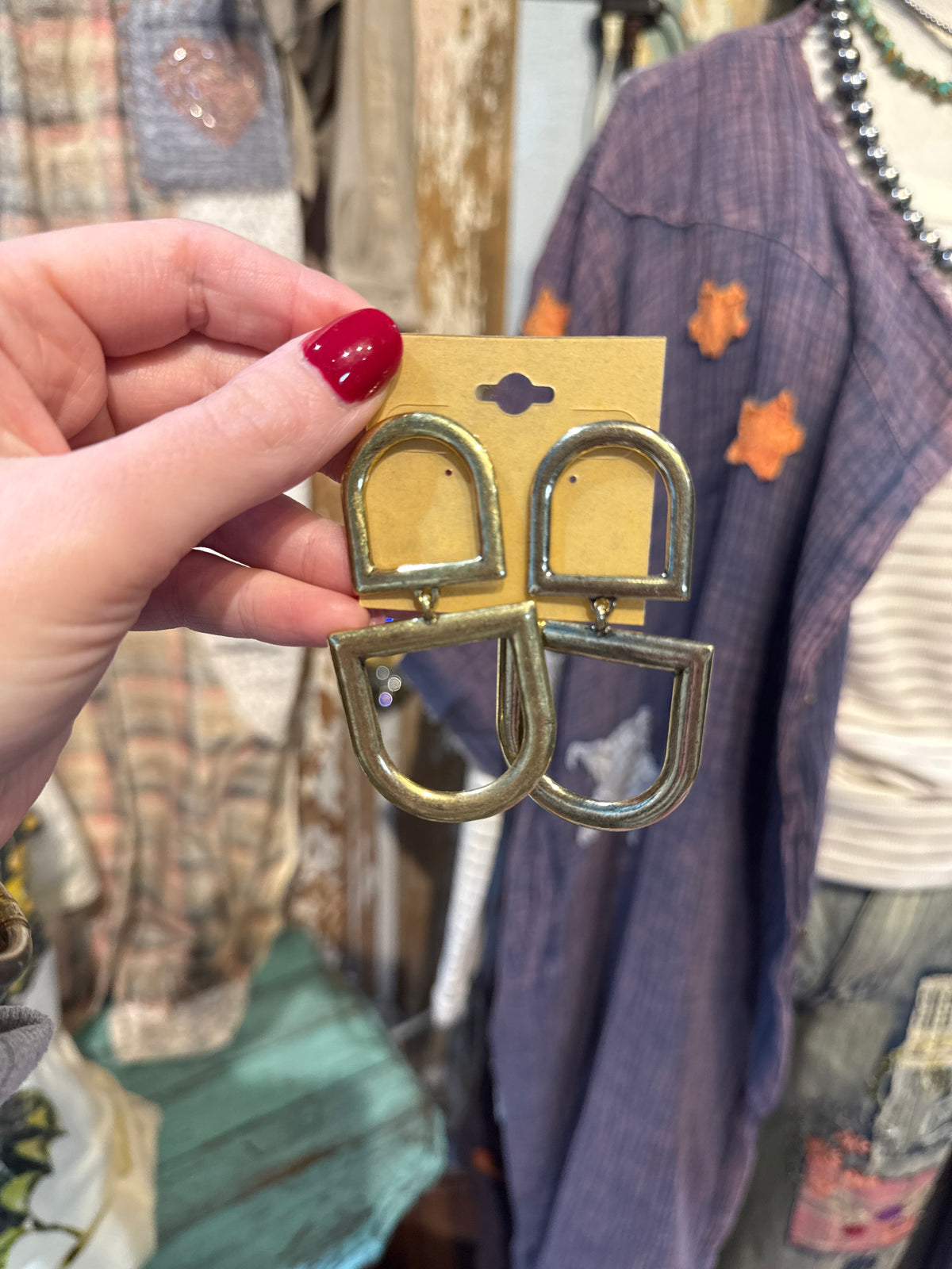 Inspired Gold Double Horse Bit Earrings