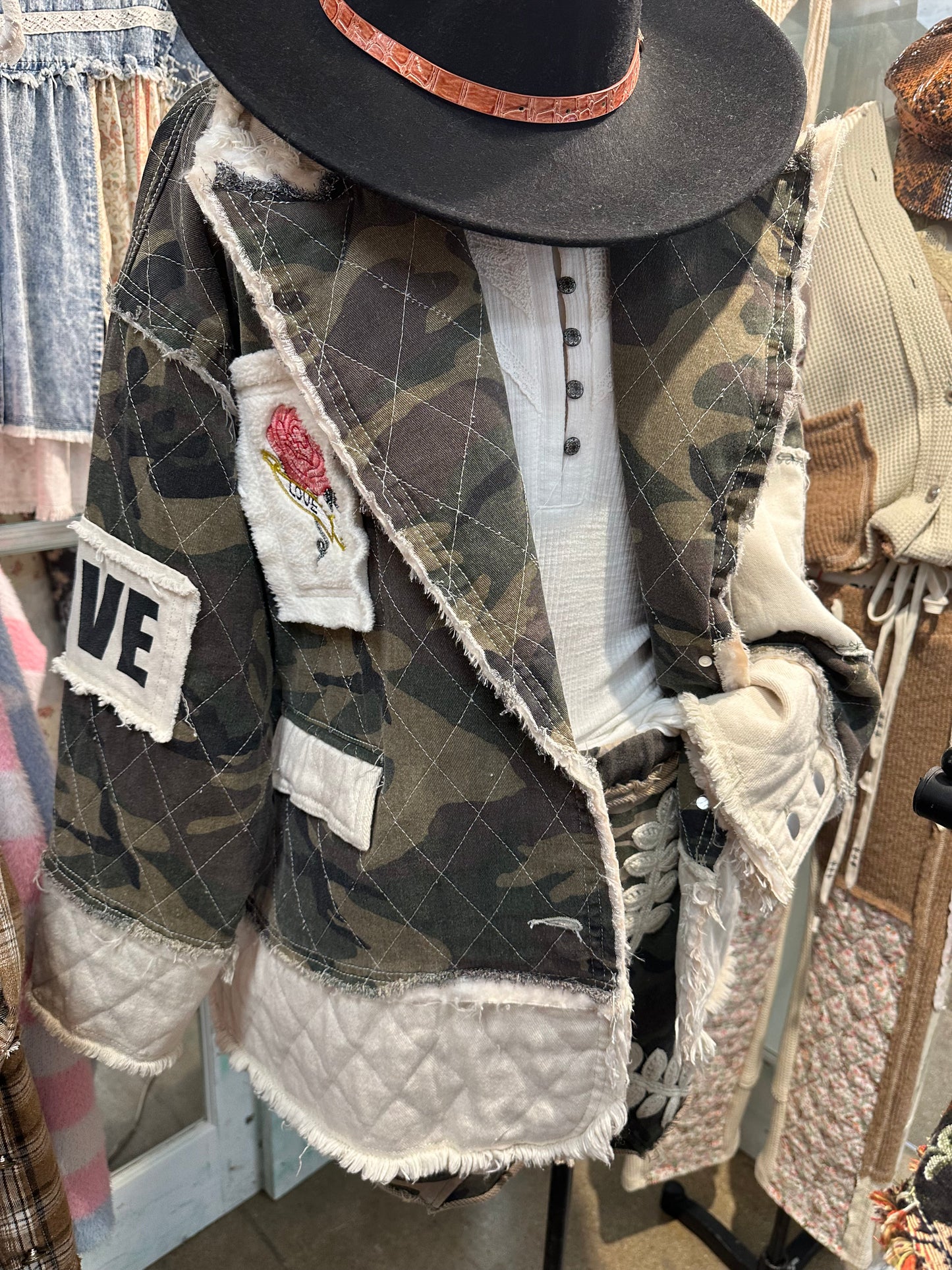 POL Quilted Heart Camo Jacket