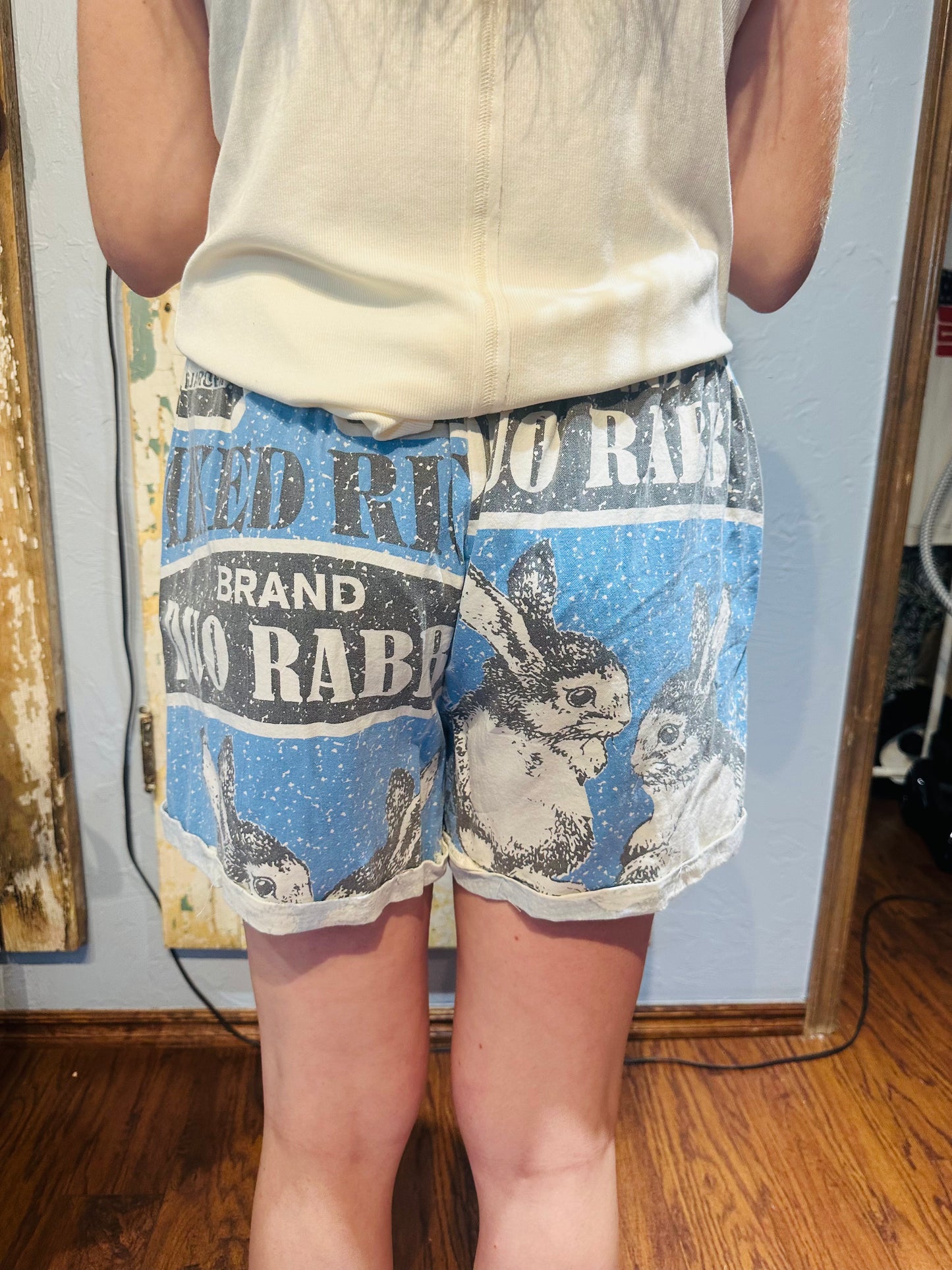 Jaded Gypsy Bunny Print Feedsack Shorts