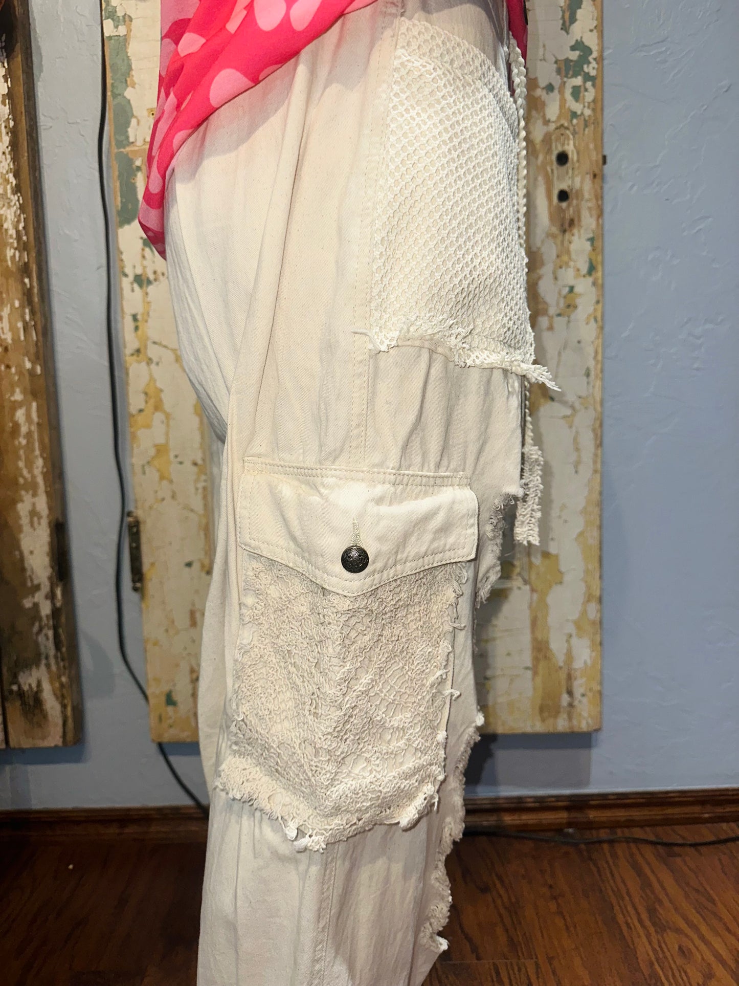 POL Cream Distressed Joggers
