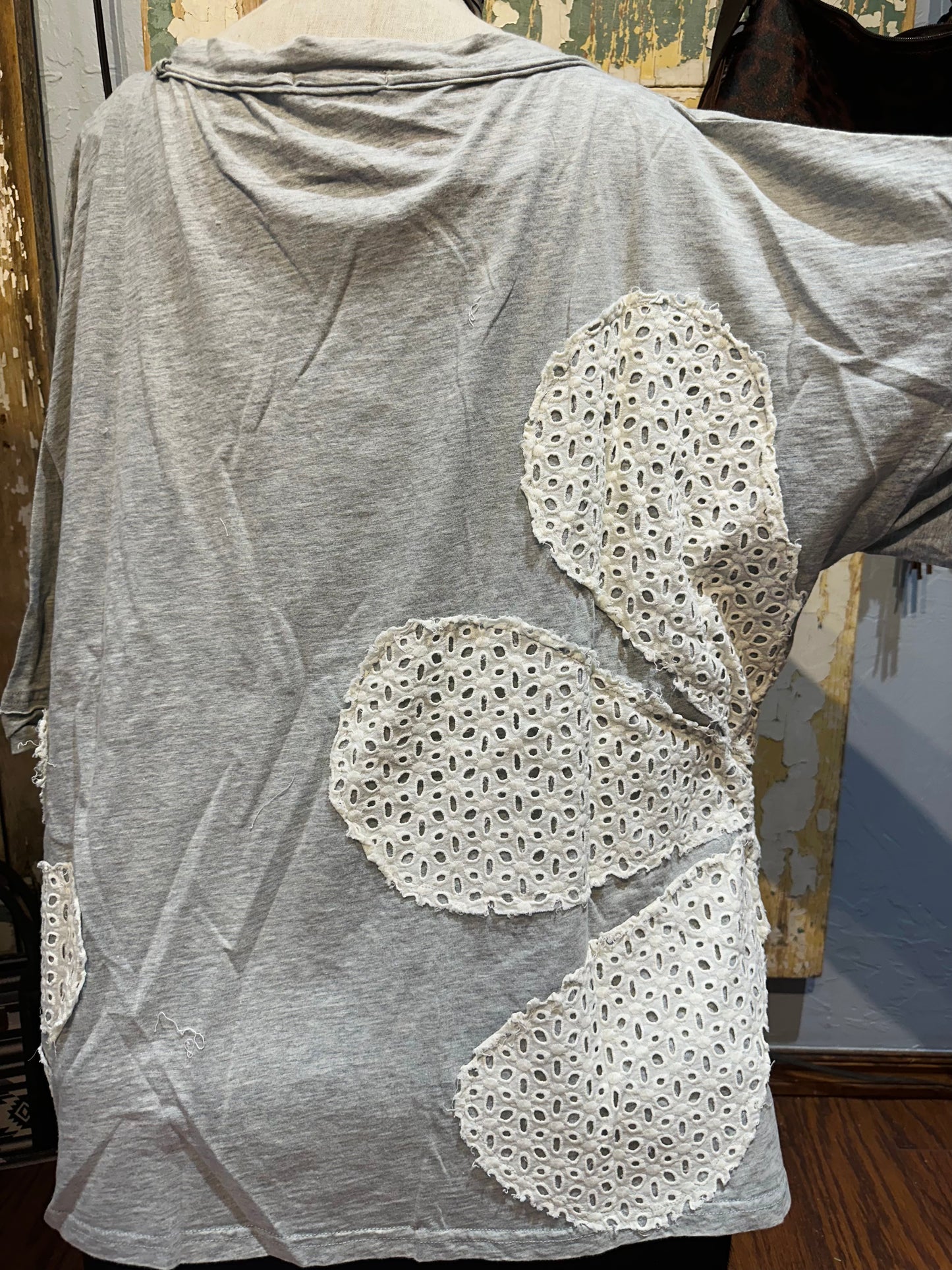 Oli & Hali Heather Grey Floral Applique Top