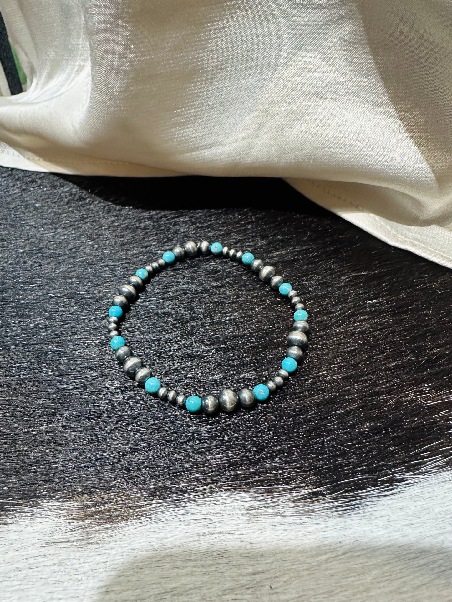 Navajo Turquoise & Silver Pearl Bracelet
