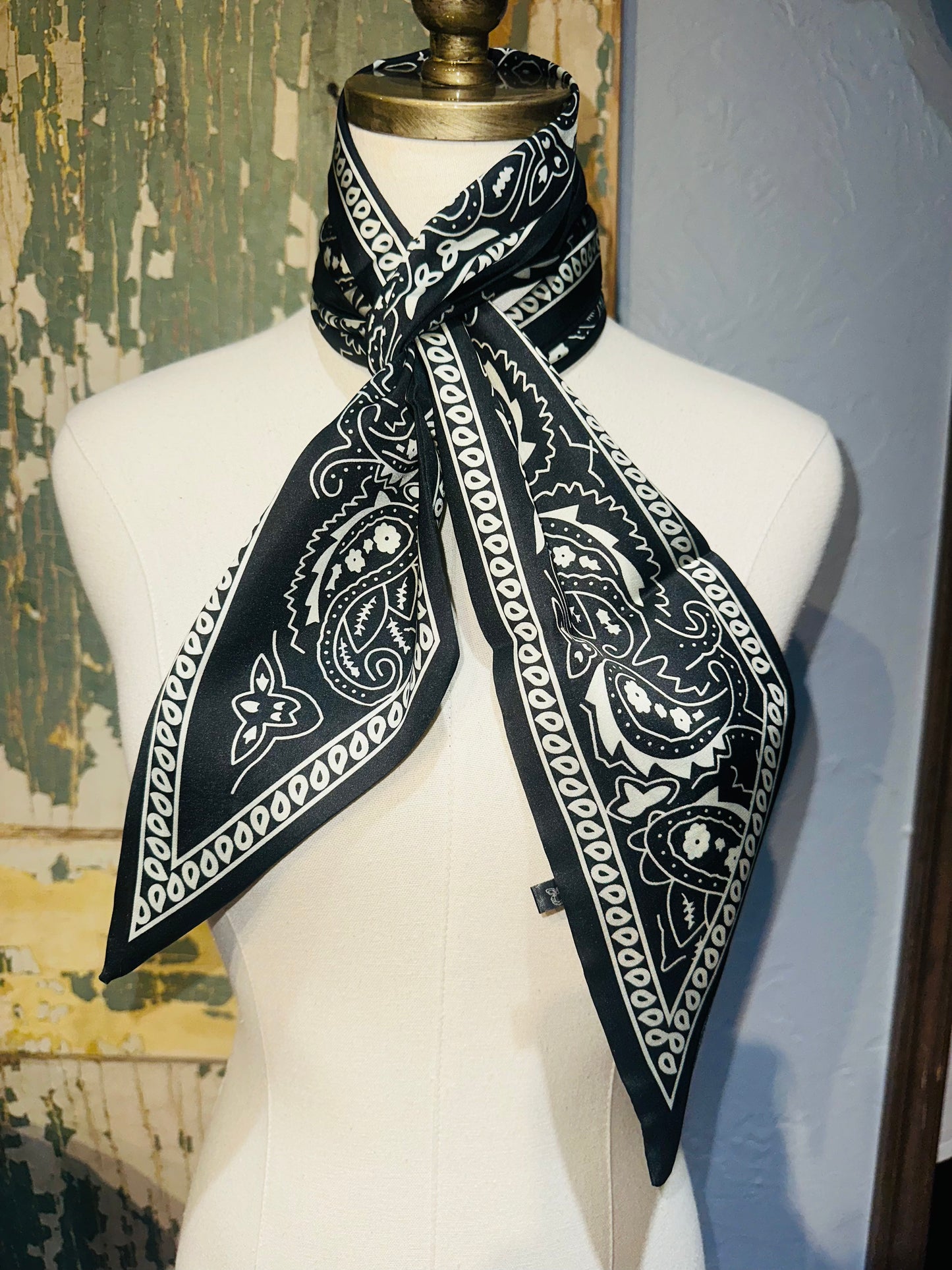 Black and White Paisley Twilly