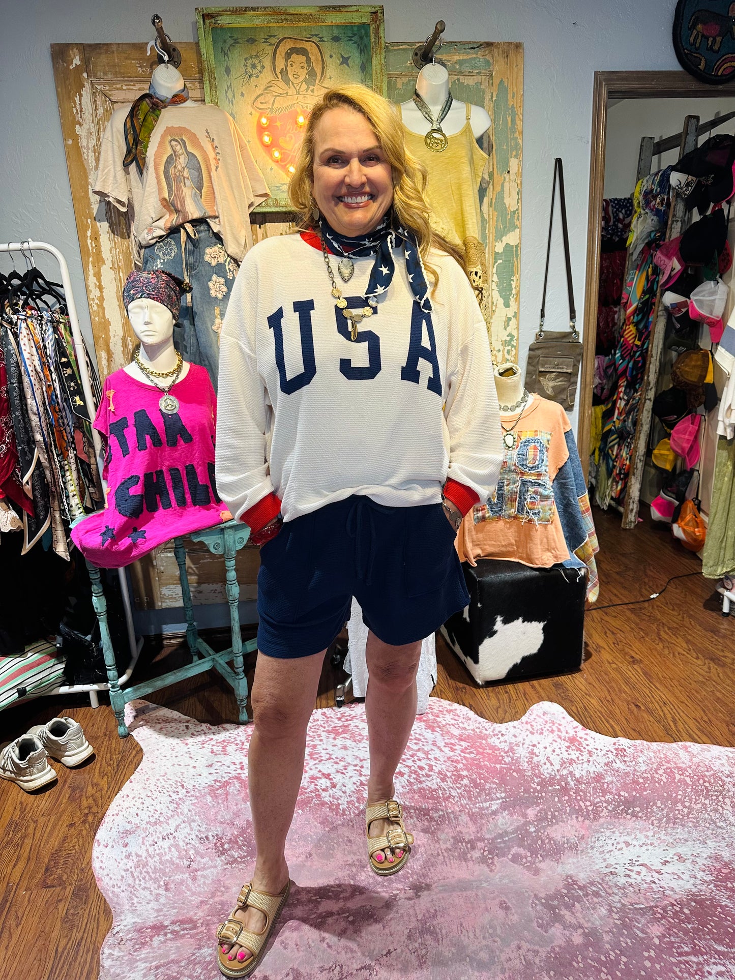 Navy Blue Knit Shorts