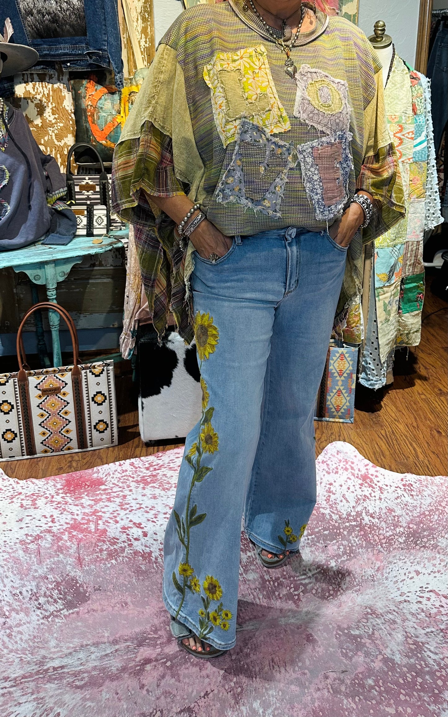 Oli & Hali Sunflower Embroidering Denim Jeans