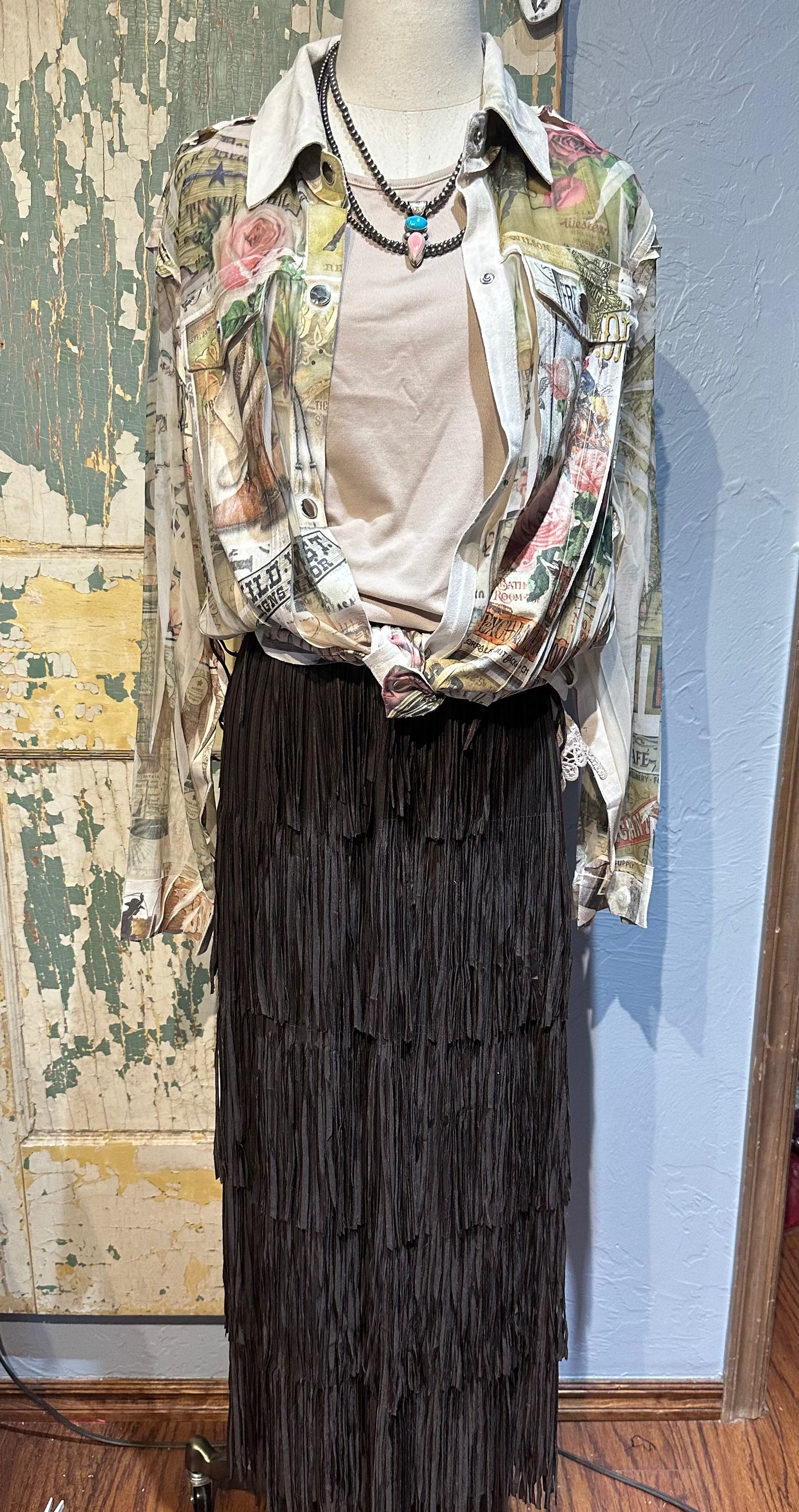Brown Fringe Skirt