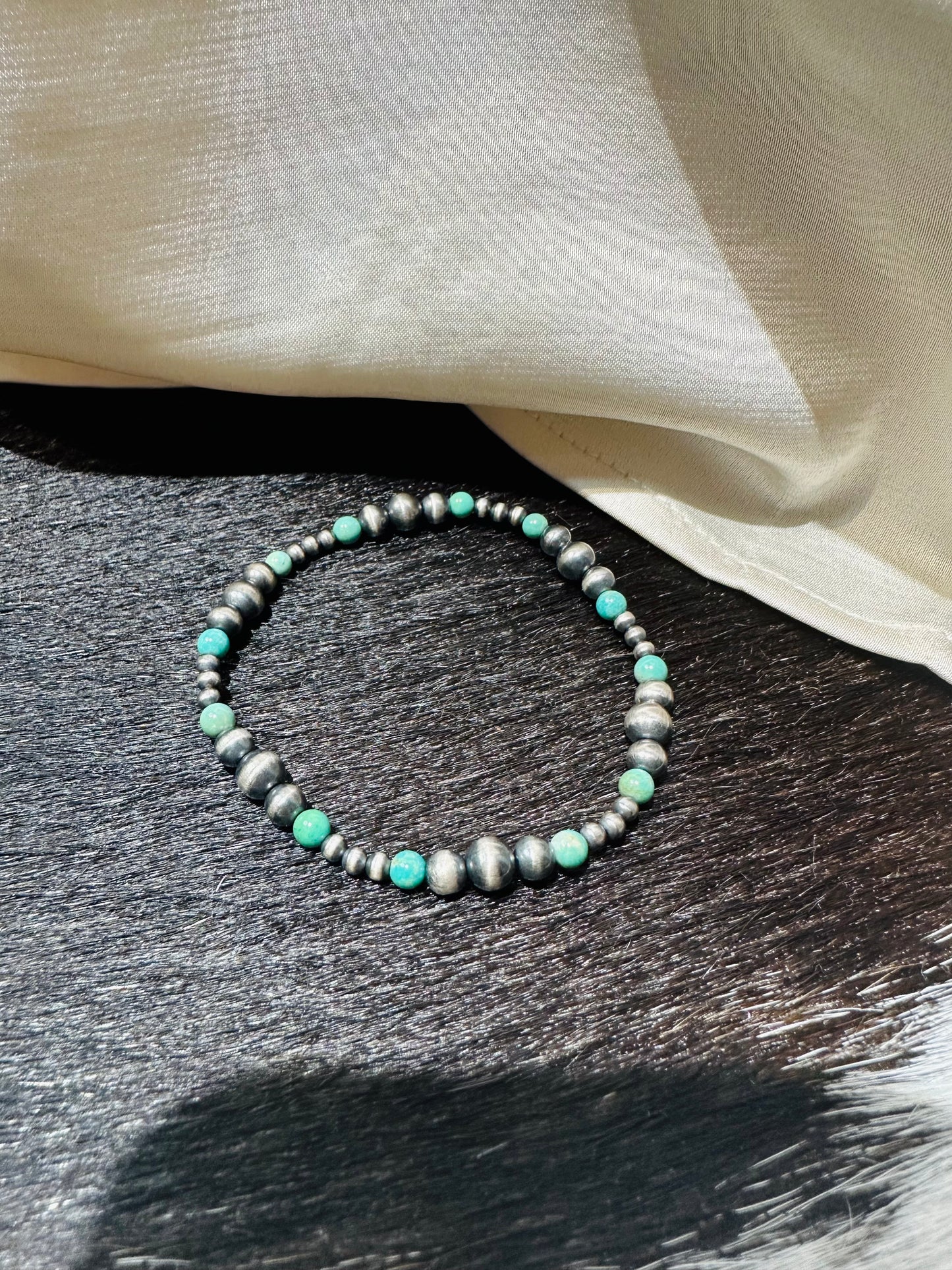 Navajo Turquoise & Silver Pearl Bracelet